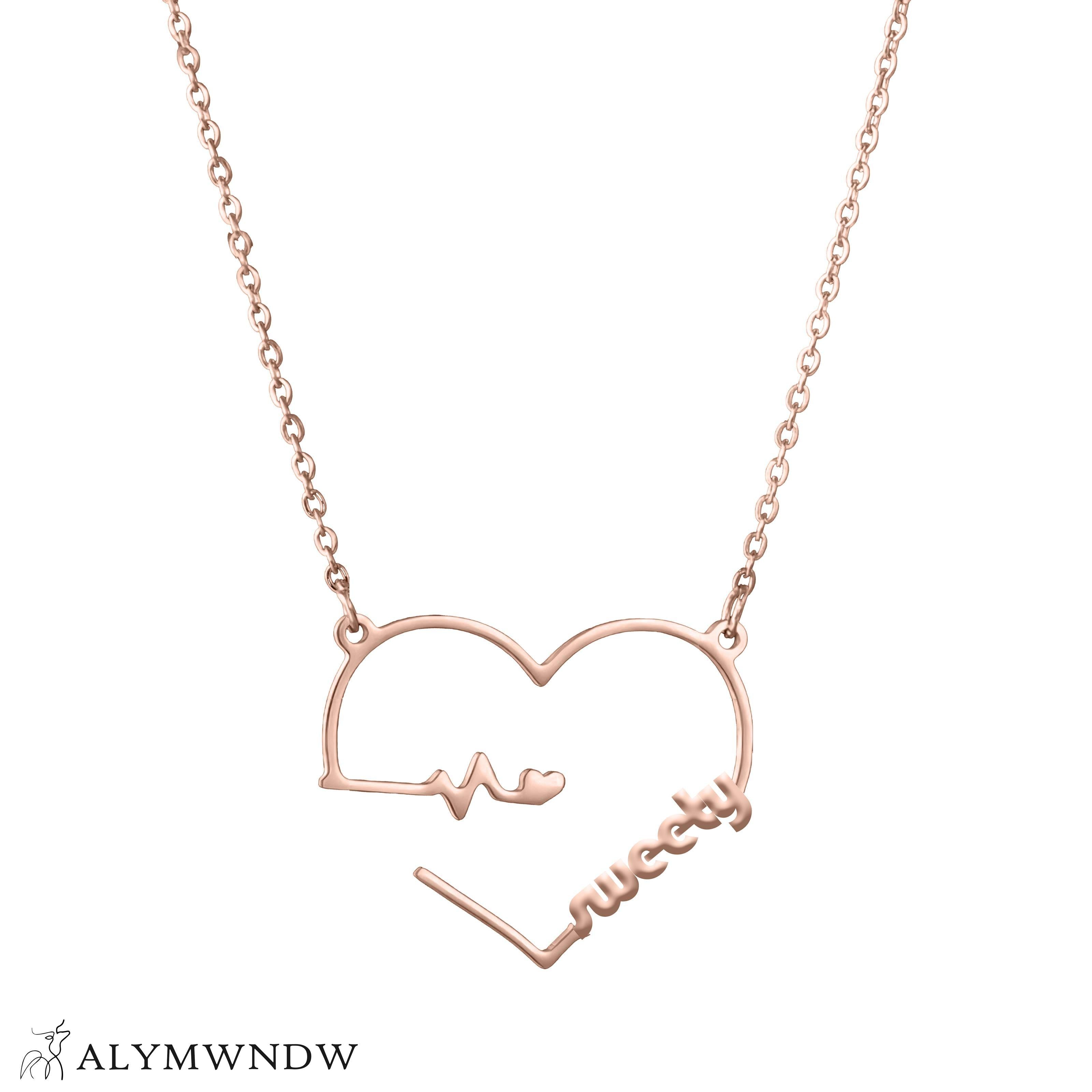 Custom Name Necklace with Heart – Personalized Gold Jewelry - Alymwndw