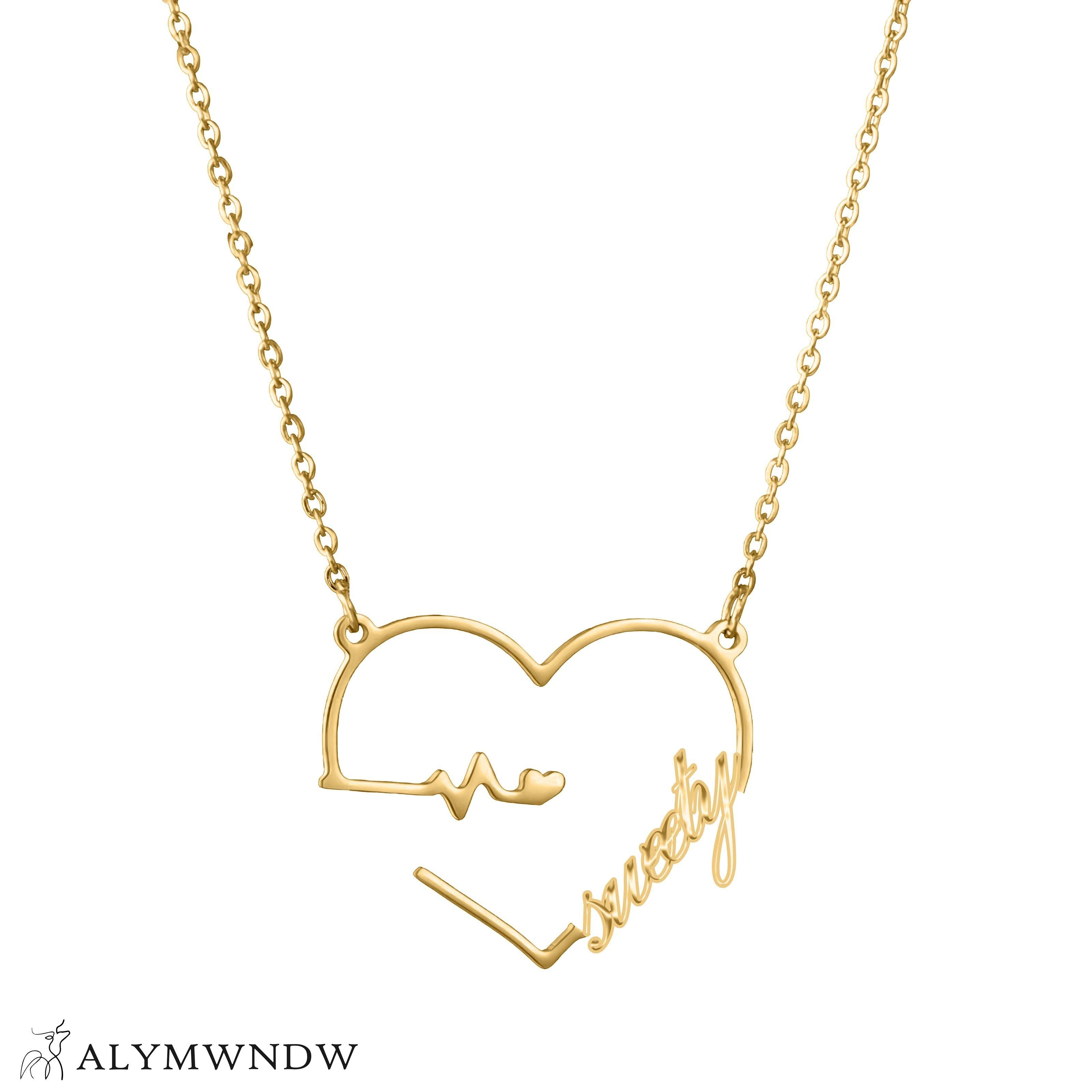 Custom Name Necklace with Heart – Personalized Gold Jewelry - Alymwndw