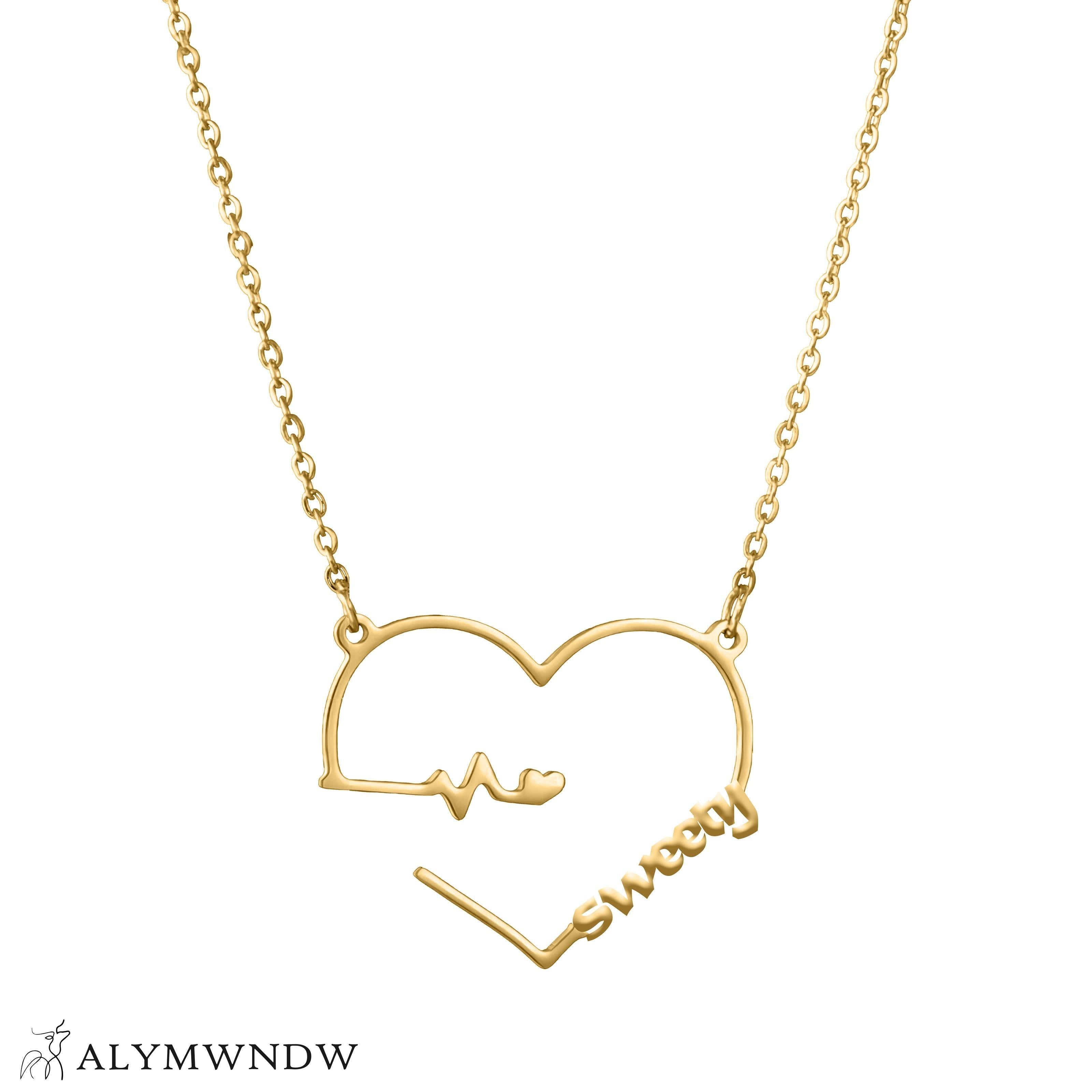 Custom Name Necklace with Heart – Personalized Gold Jewelry - Alymwndw