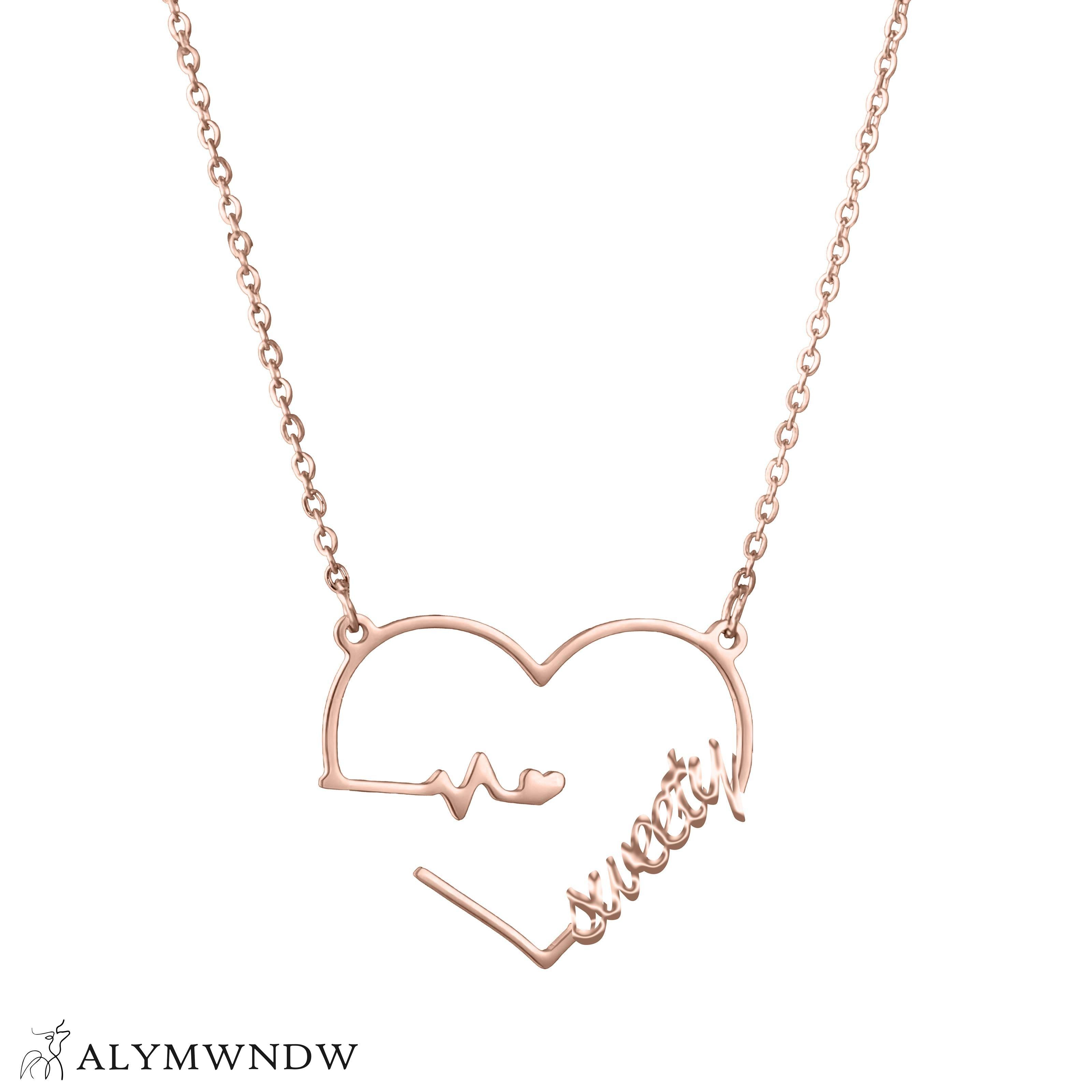 Custom Name Necklace with Heart – Personalized Gold Jewelry - Alymwndw