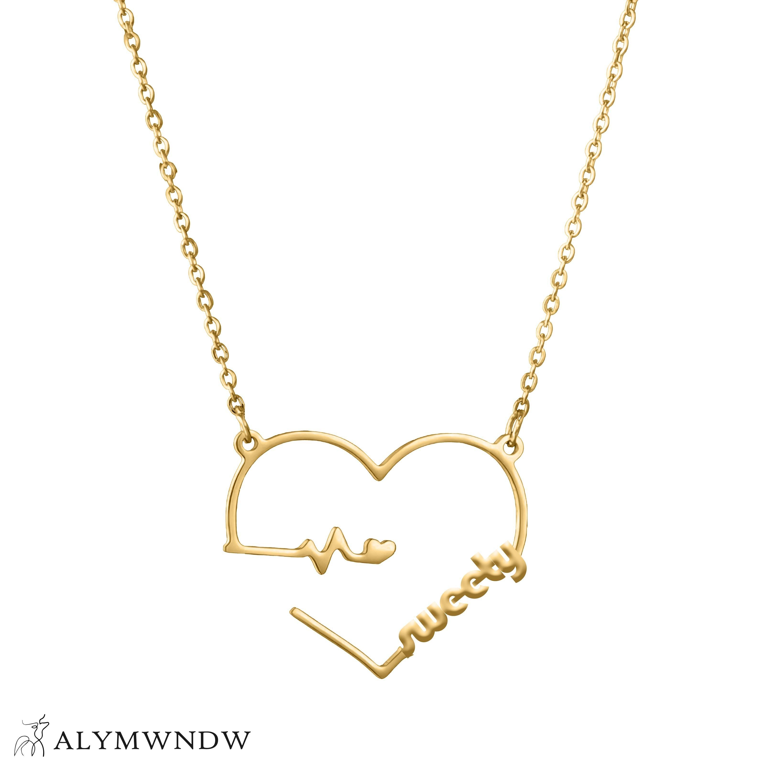 Custom Name Necklace with Heart – Personalized Gold Jewelry - Alymwndw
