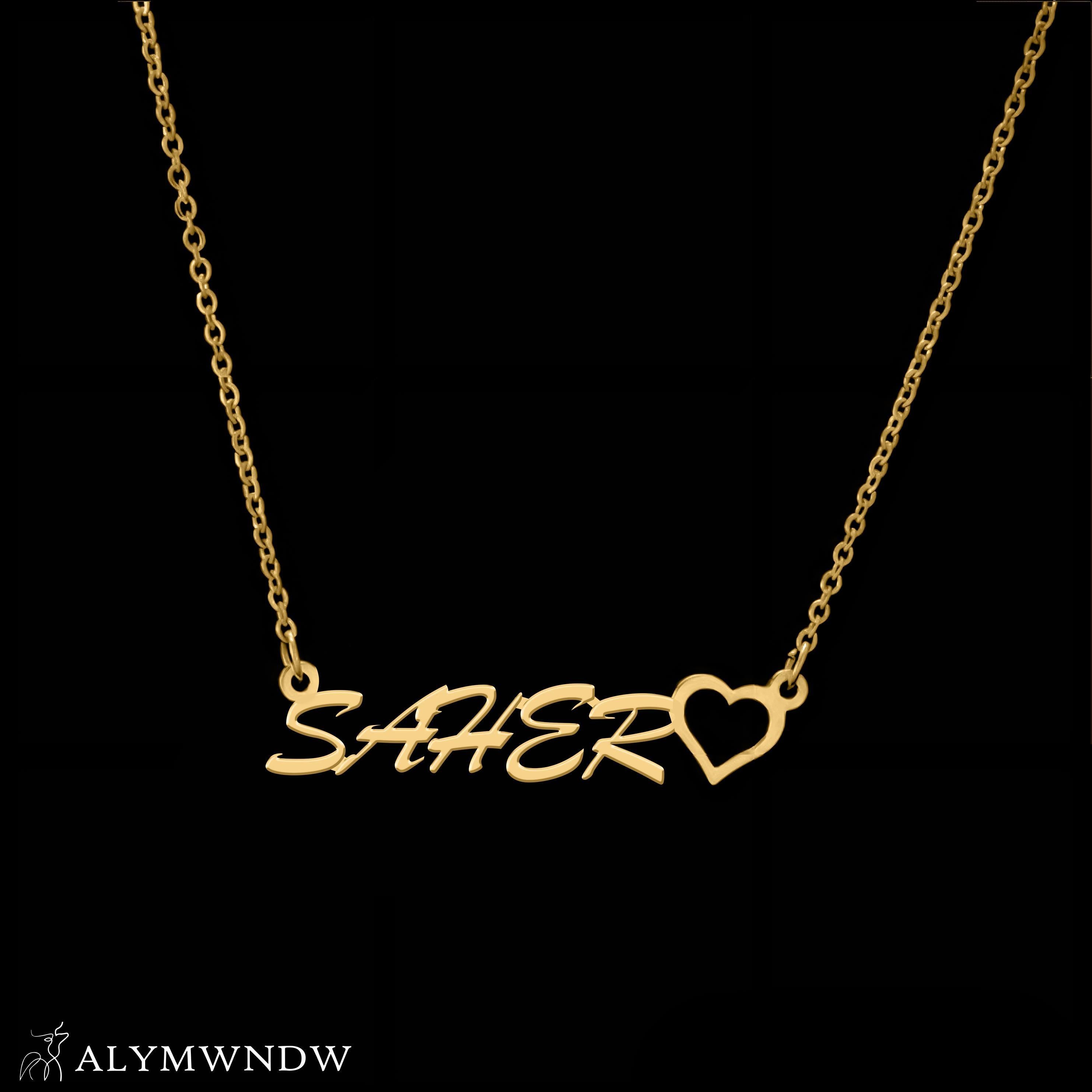 Custom Name Necklace with Heart – Personalized Gold Jewelry for Women - Alymwndw