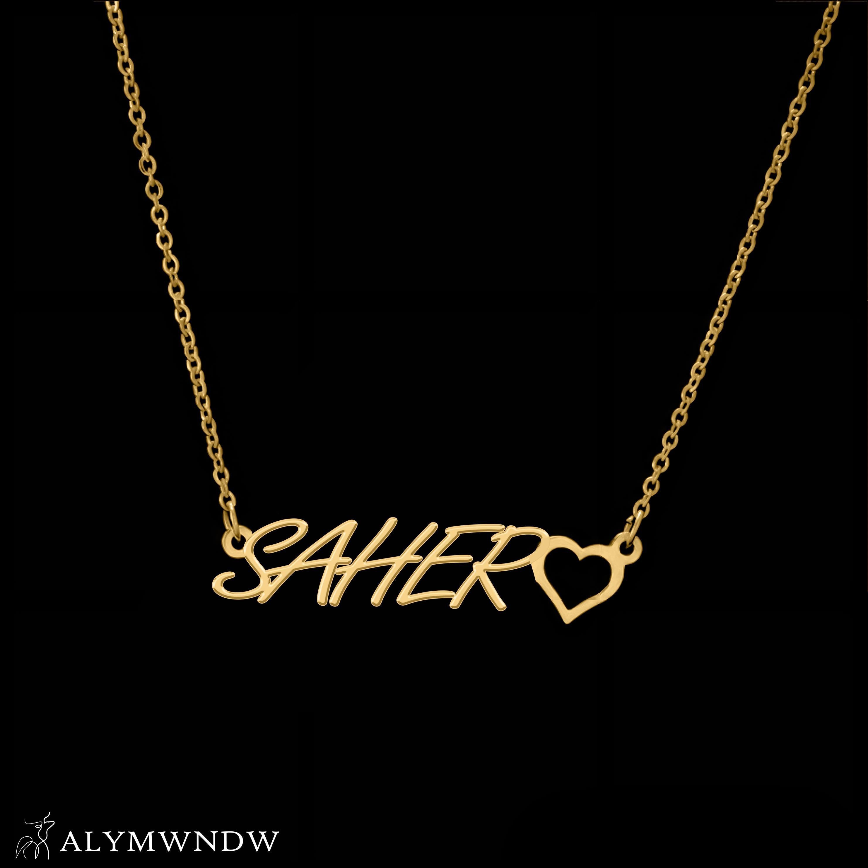 Custom Name Necklace with Heart – Personalized Gold Jewelry for Women - Alymwndw