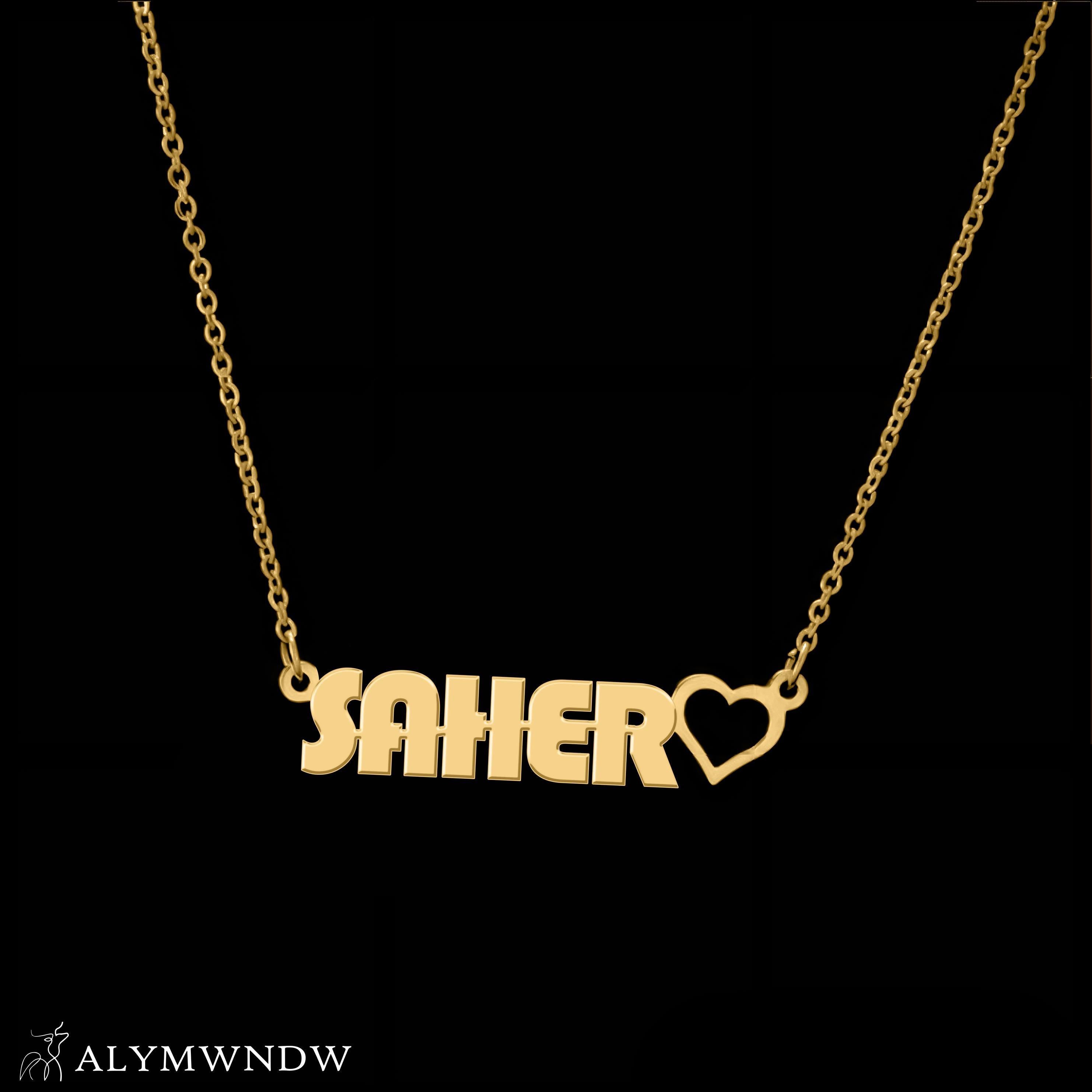 Custom Name Necklace with Heart – Personalized Gold Jewelry for Women - Alymwndw