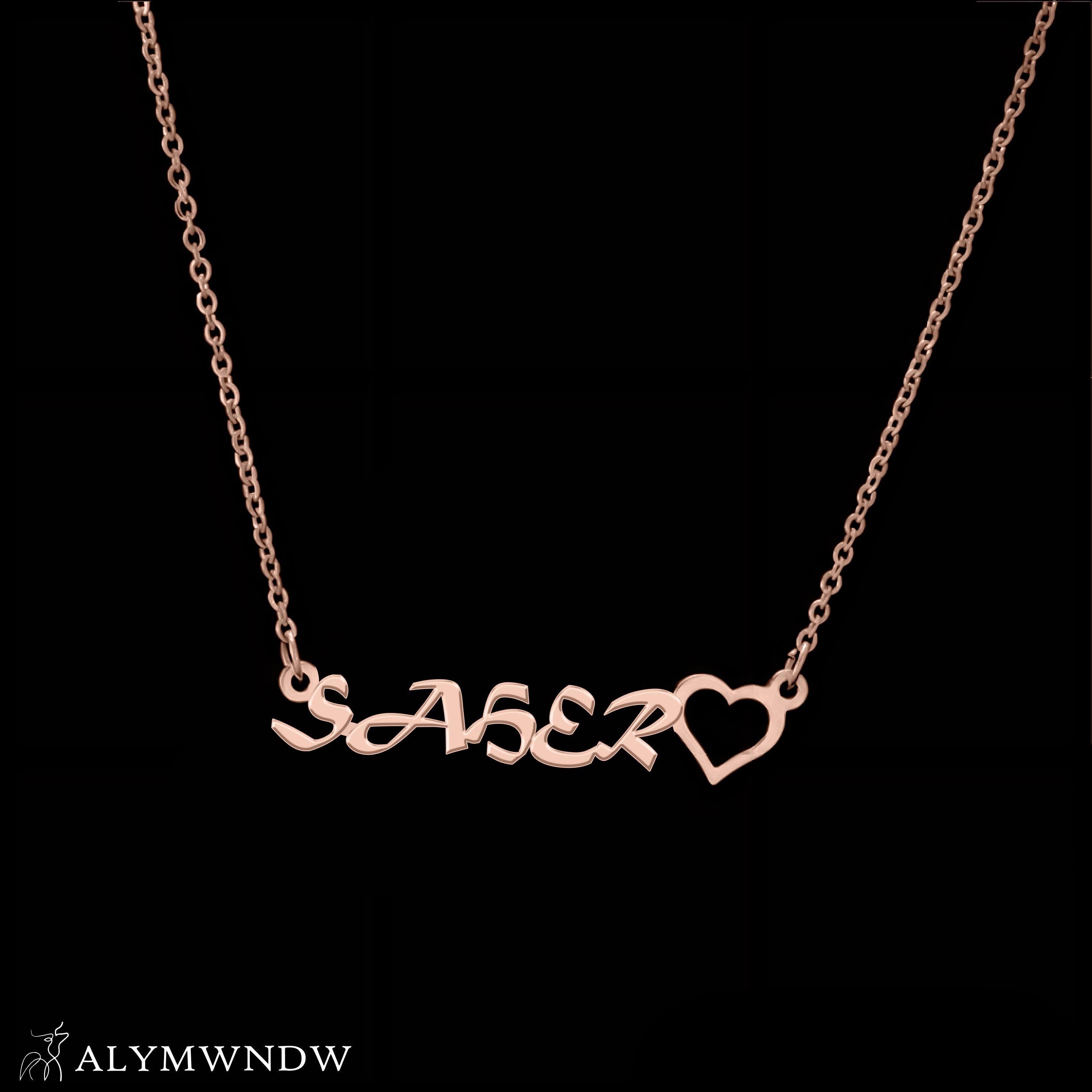 Custom Name Necklace with Heart – Personalized Gold Jewelry for Women - Alymwndw