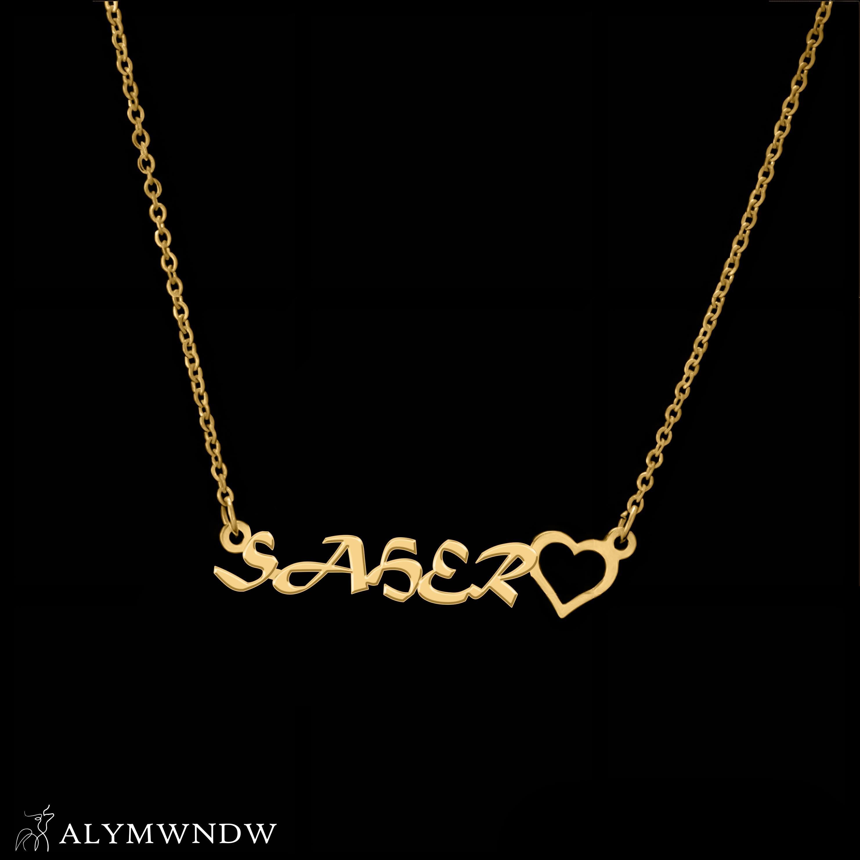 Custom Name Necklace with Heart – Personalized Gold Jewelry for Women - Alymwndw