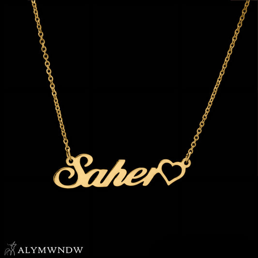 Custom Name Necklace with Heart – Personalized Gold Jewelry for Women - Alymwndw
