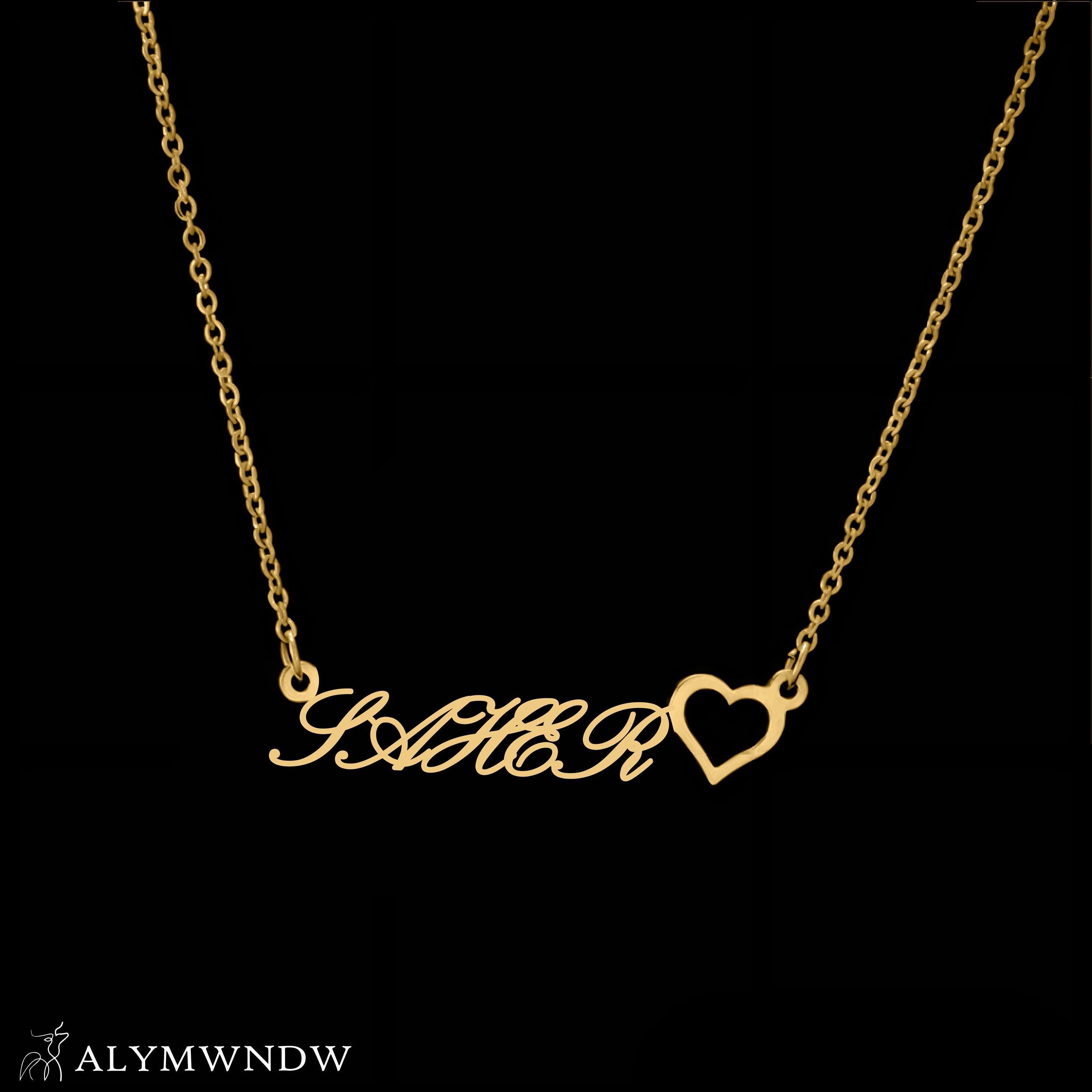 Custom Name Necklace with Heart – Personalized Gold Jewelry for Women - Alymwndw