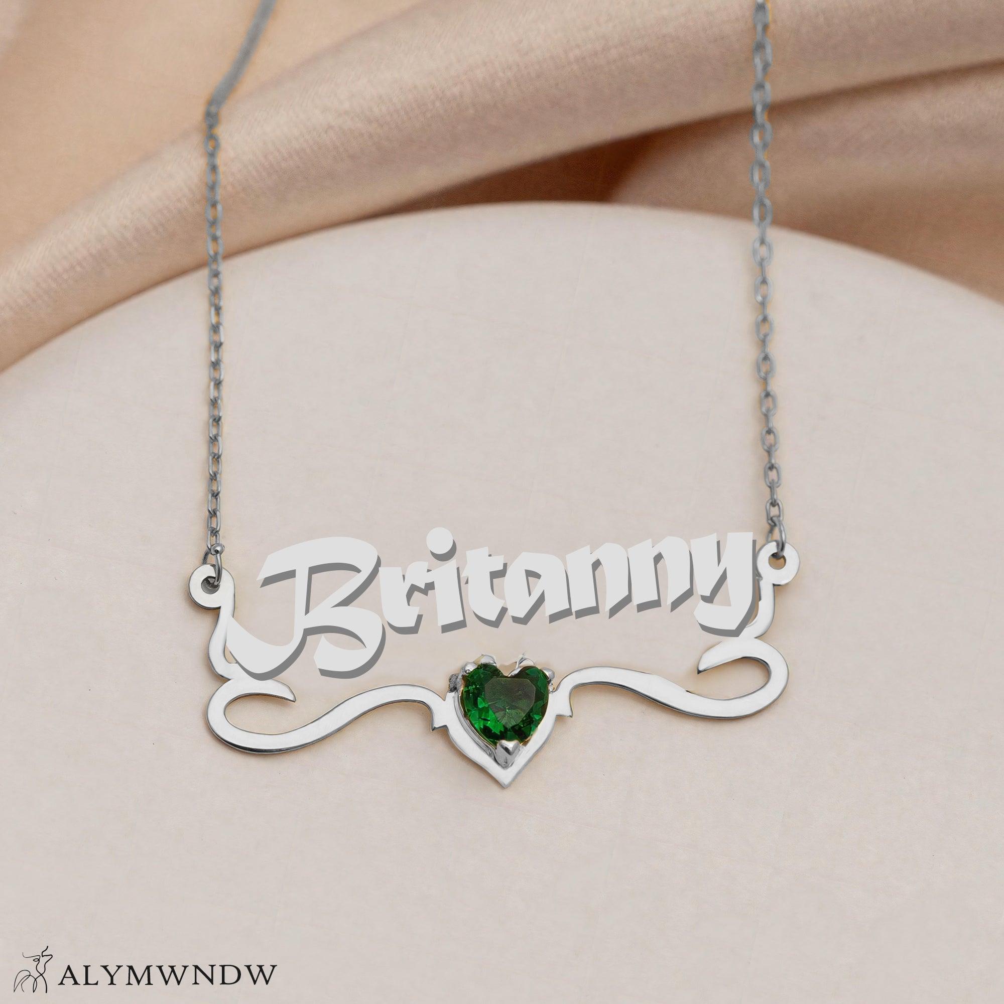 Custom Name Necklace with Heart Stone – Personalized Gold Jewelry - Alymwndw