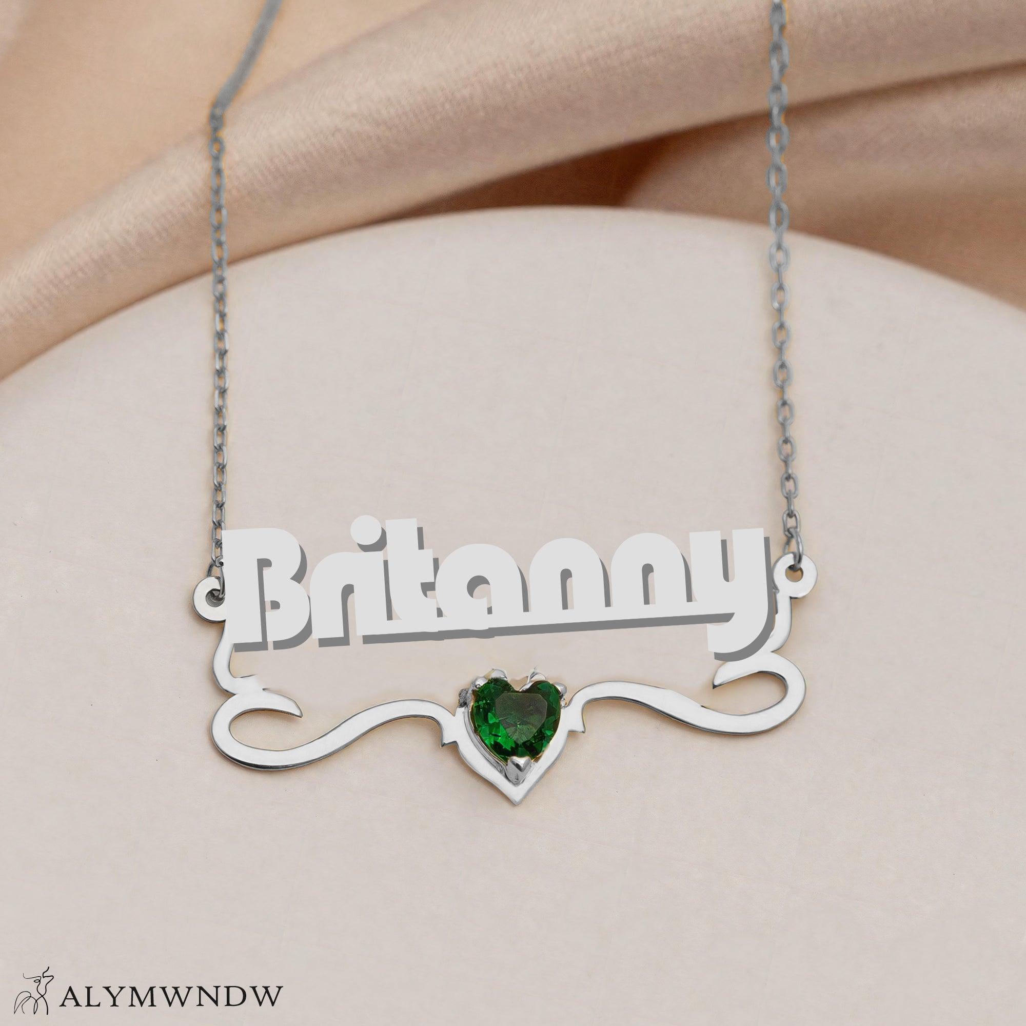 Custom Name Necklace with Heart Stone – Personalized Gold Jewelry - Alymwndw