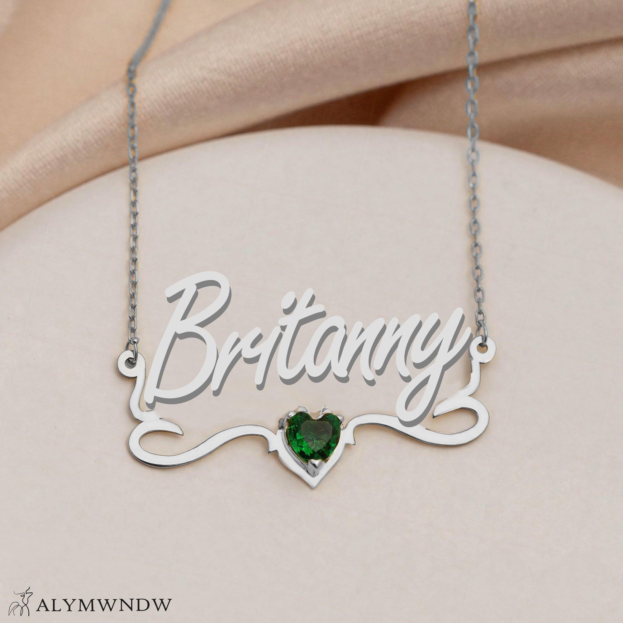 Custom Name Necklace with Heart Stone – Personalized Gold Jewelry - Alymwndw