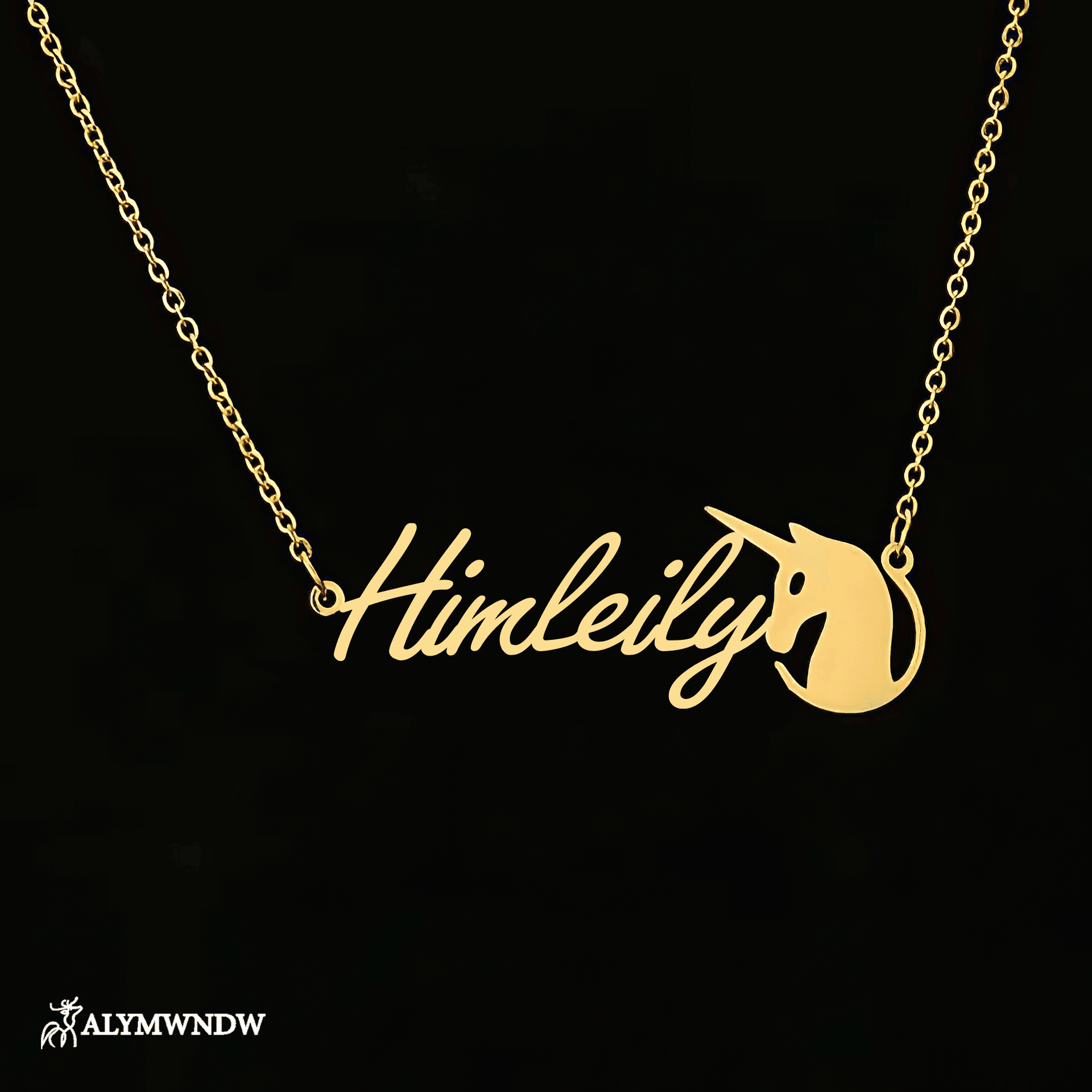 Custom Name Necklace with Moon Charm – Personalized Gold Jewelry - Alymwndw