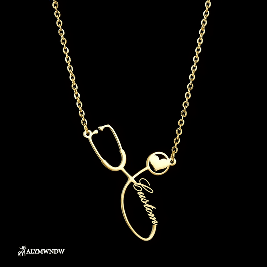 Custom Name Necklace with Stethoscope – Personalized Gold Medical Jewelry - Alymwndw