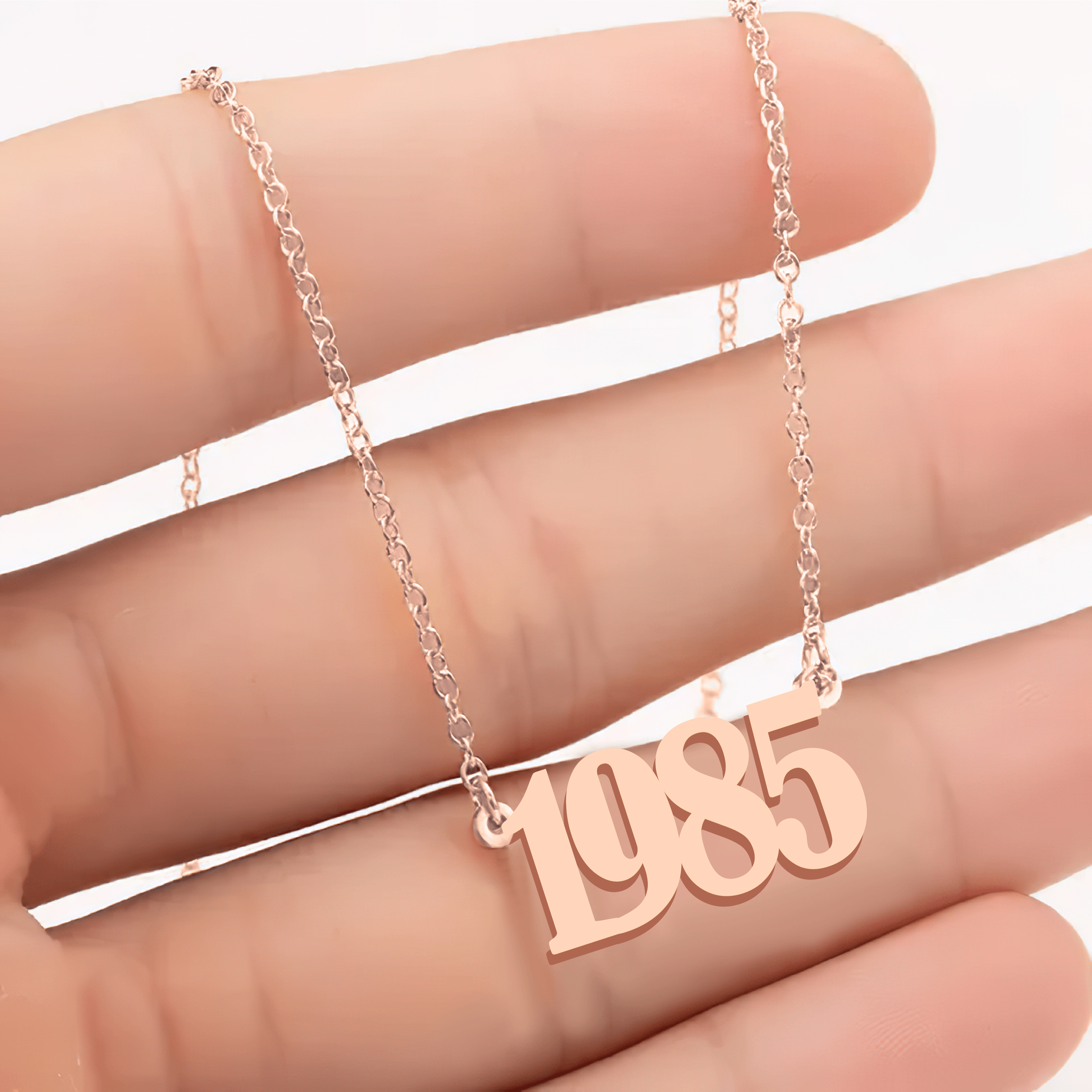 Custom Number Necklace – Personalized Year Necklace in Gold - Alymwndw
