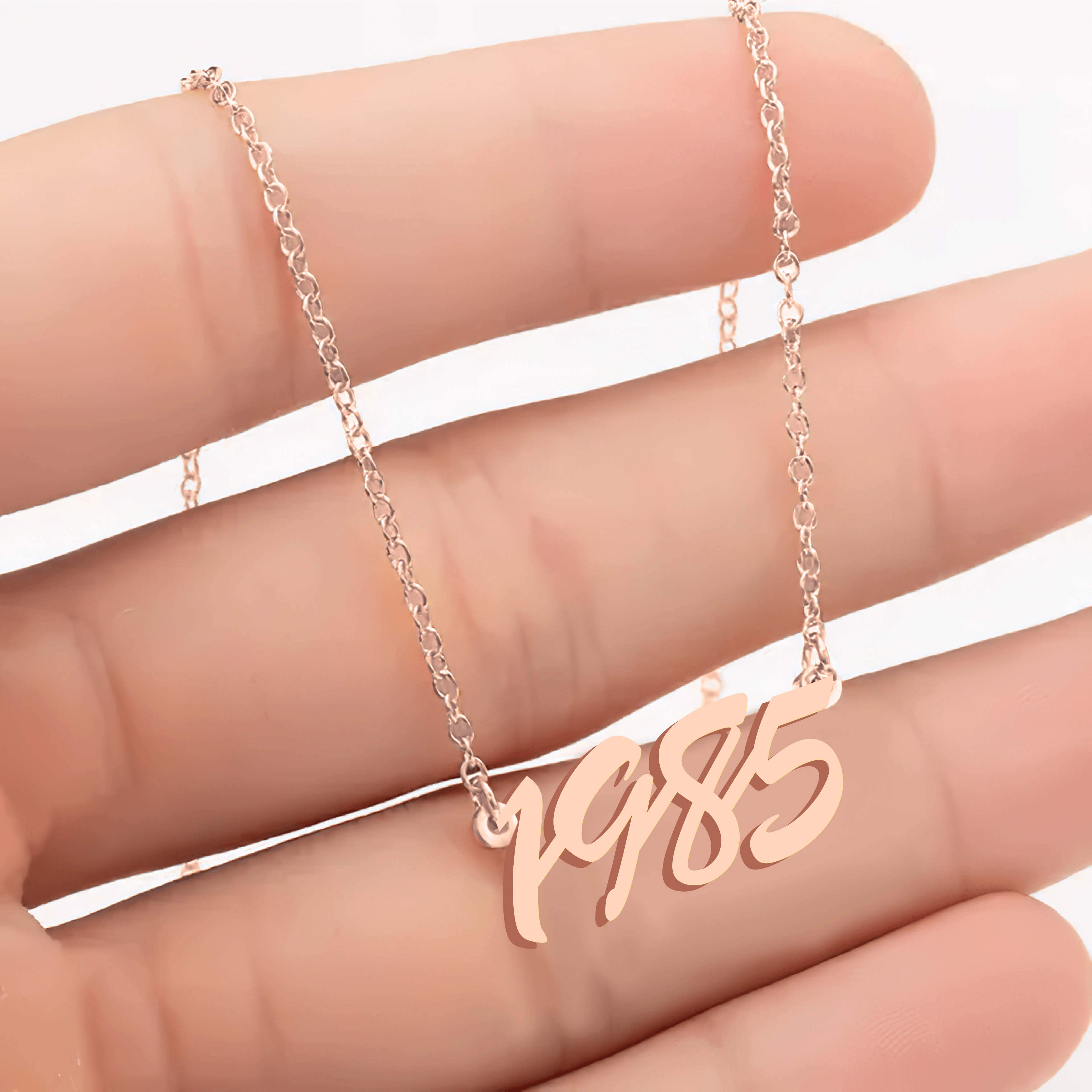 Custom Number Necklace – Personalized Year Necklace in Gold - Alymwndw