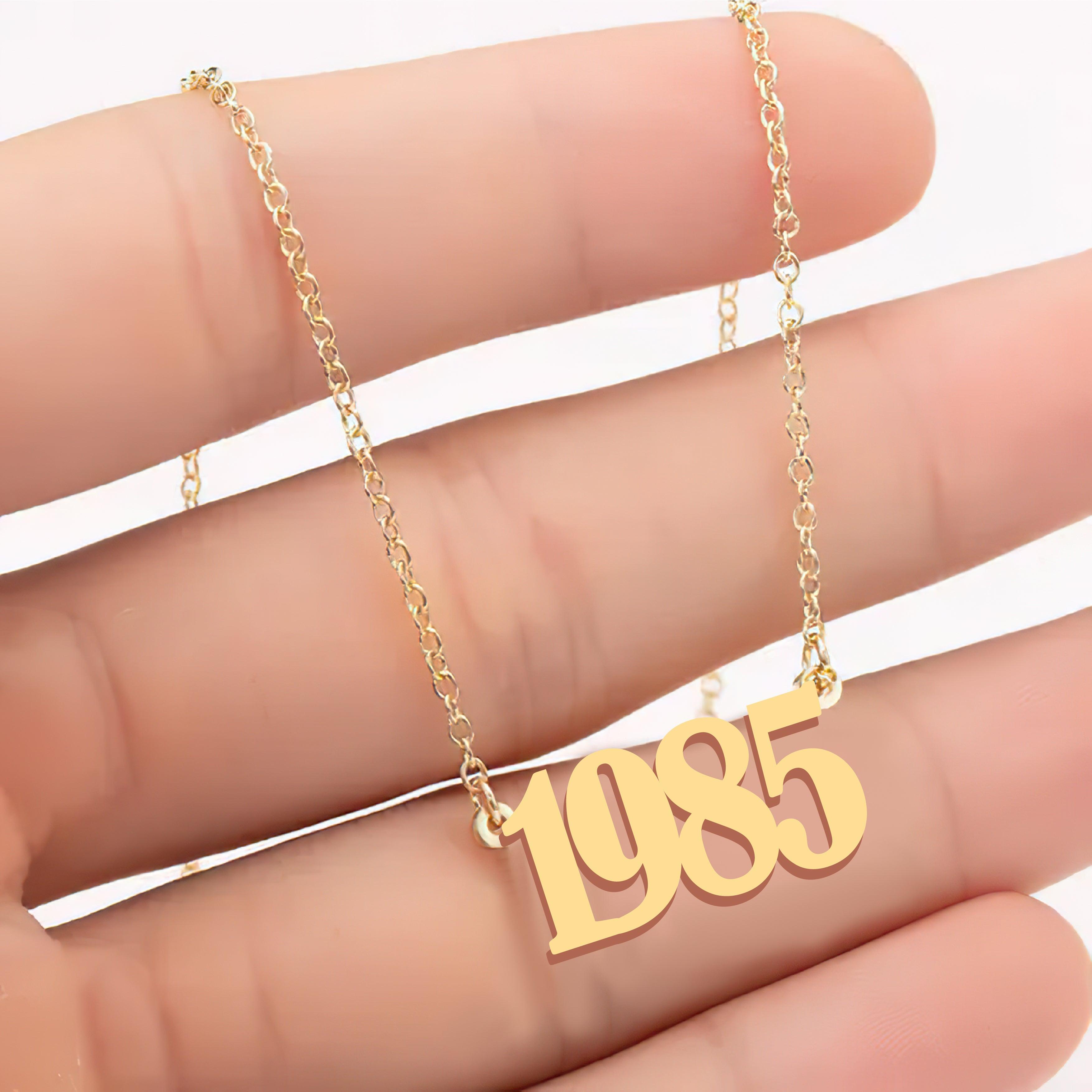 Custom Number Necklace – Personalized Year Necklace in Gold - Alymwndw