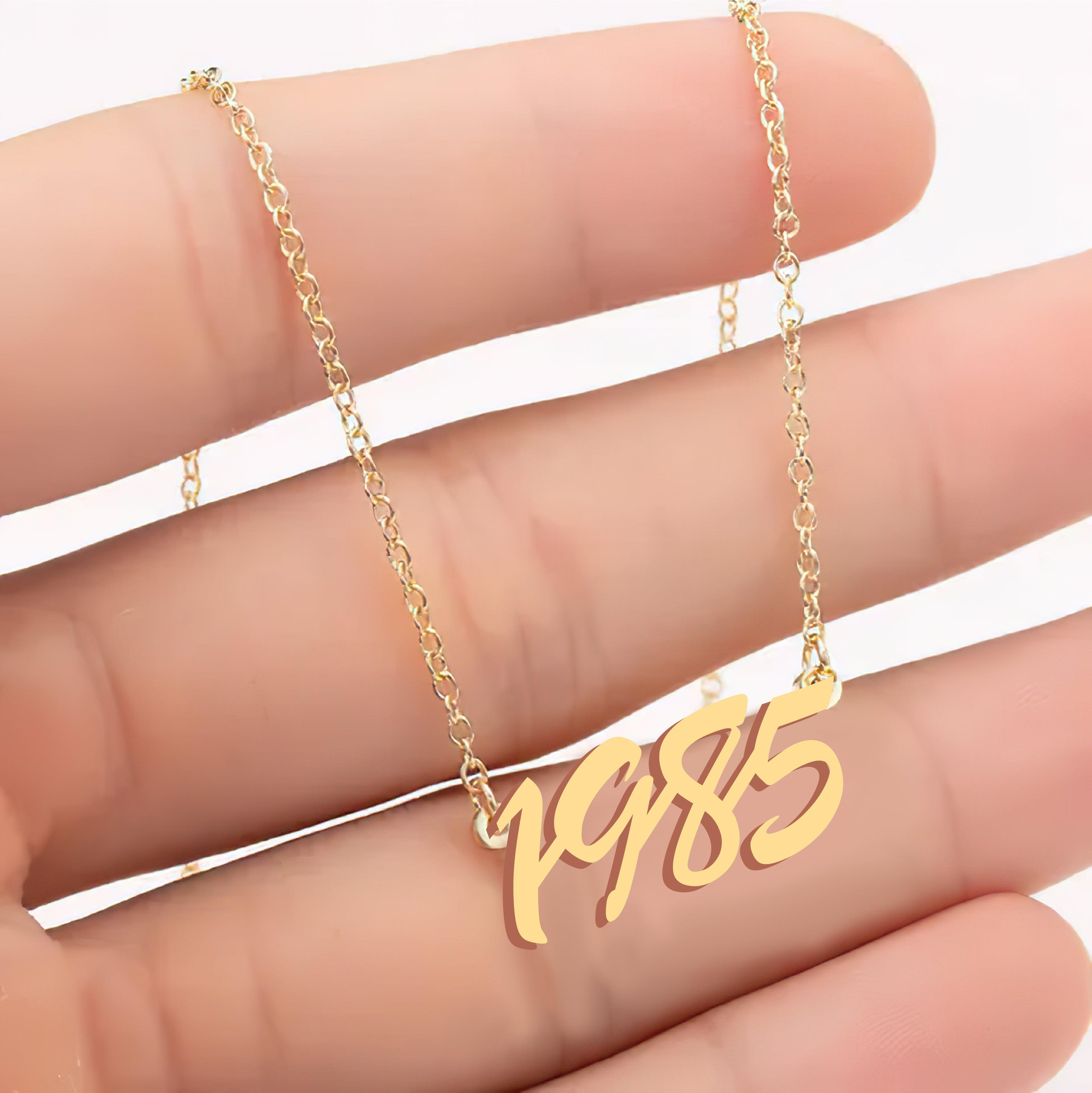 Custom Number Necklace – Personalized Year Necklace in Gold - Alymwndw