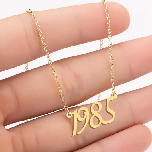 Custom Number Necklace – Personalized Year Necklace in Gold - Alymwndw