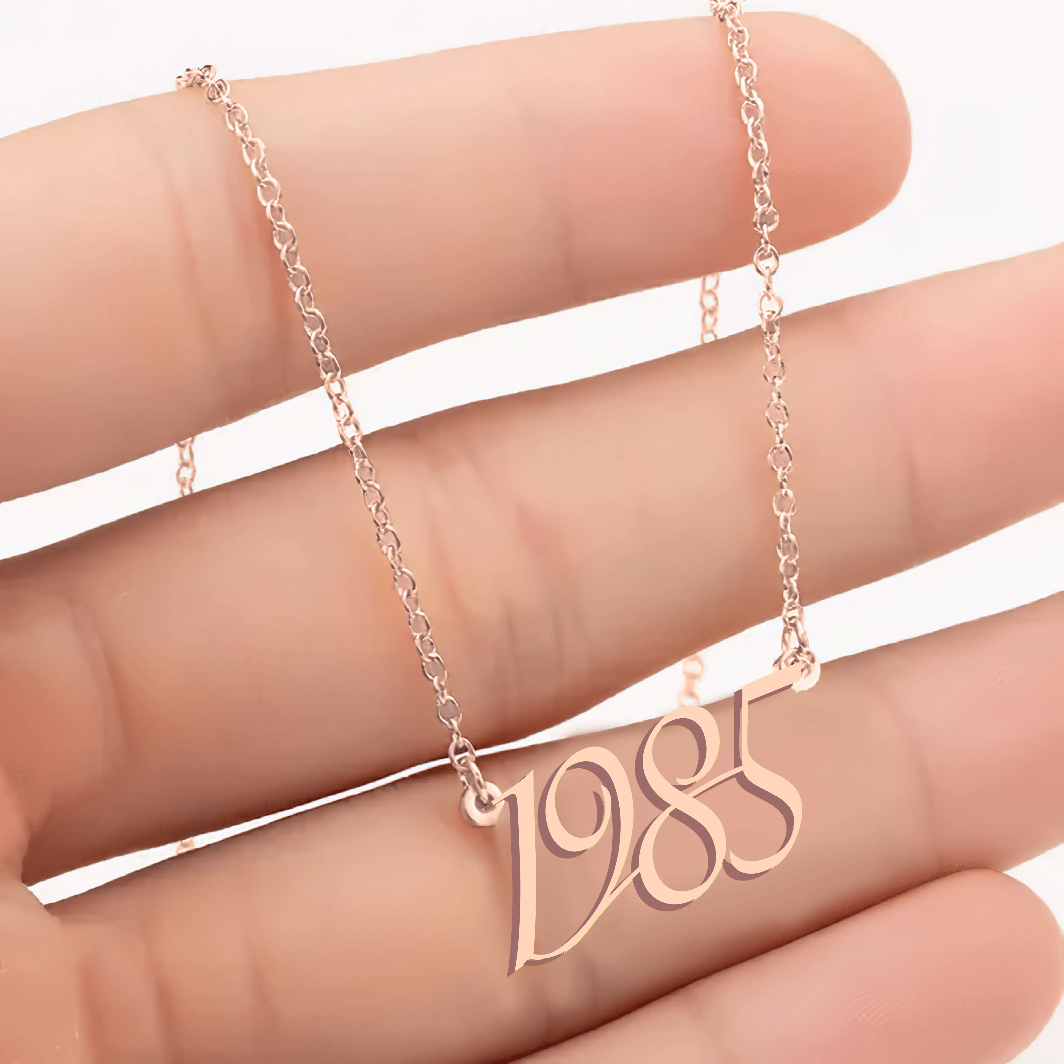 Custom Number Necklace – Personalized Year Necklace in Gold - Alymwndw