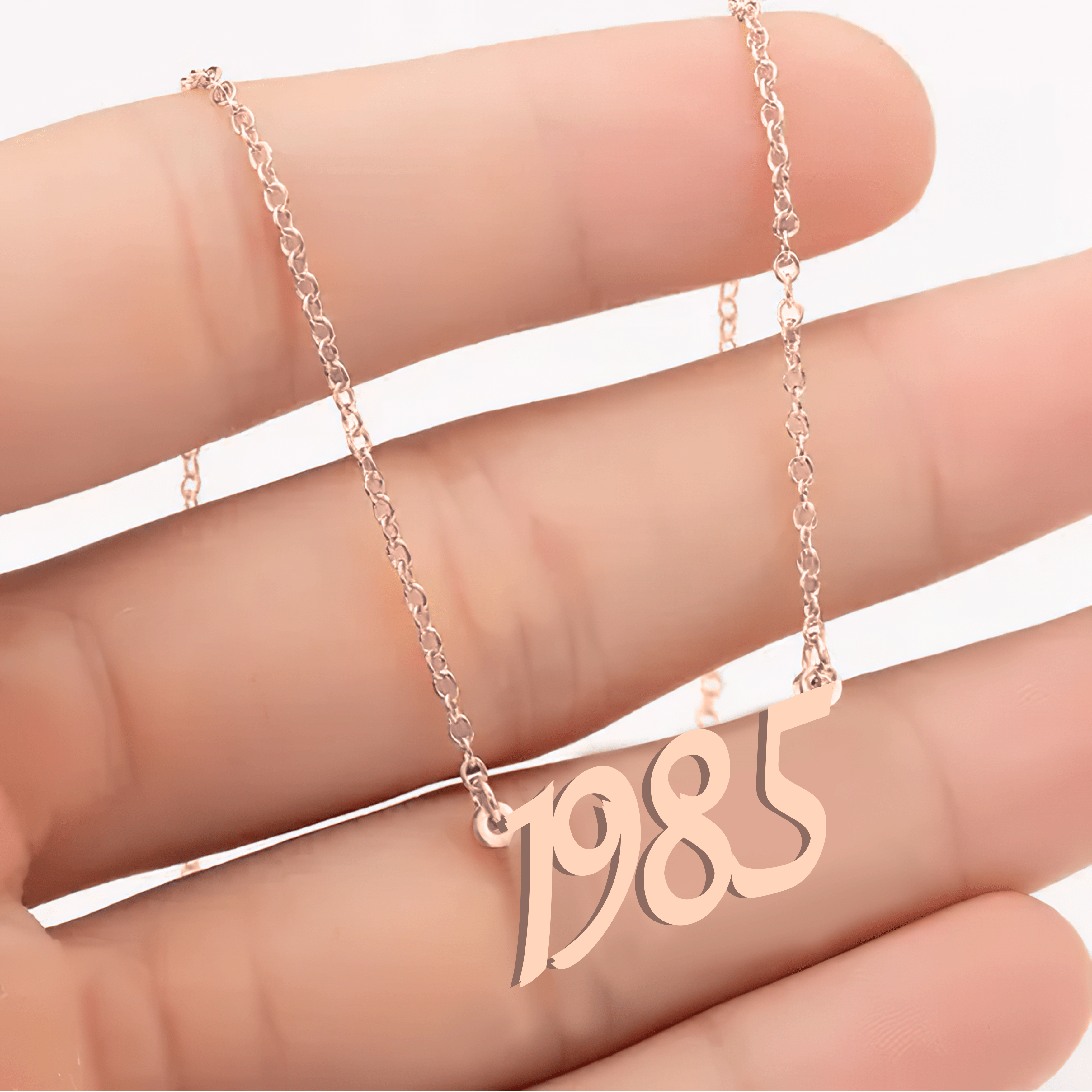 Custom Number Necklace – Personalized Year Necklace in Gold - Alymwndw