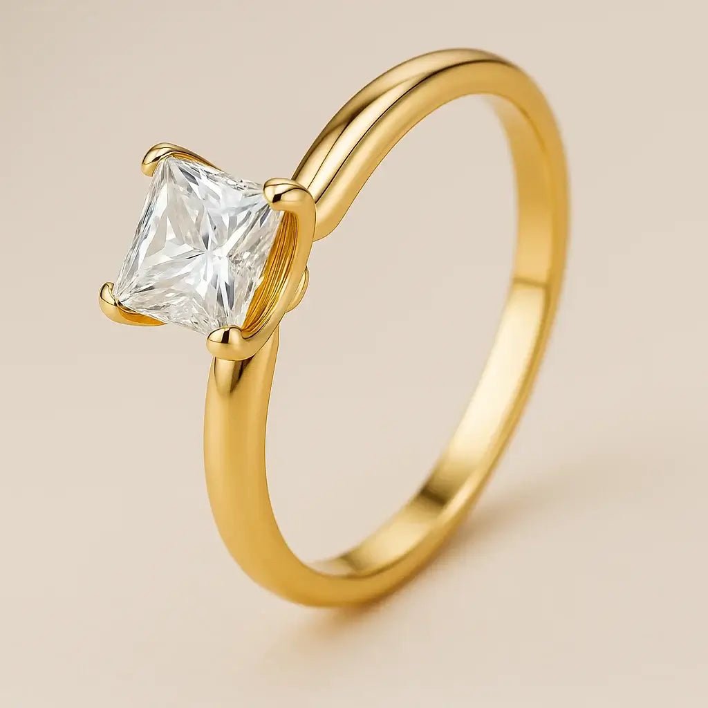 Dazzling Princess • 1.0 Carat Princess - Cut Moissanite Cluster Ring in Gold‑Plated 925 Silver - Alymwndw