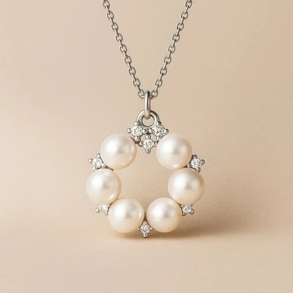 Elegant 925 Silver Necklace with Freshwater Pearls – Vintage - Inspired Charm - Alymwndw