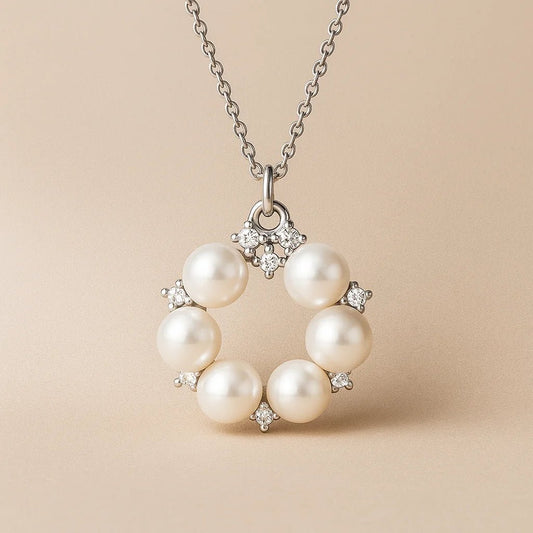 Elegant 925 Silver Necklace with Freshwater Pearls – Vintage - Inspired Charm - Alymwndw