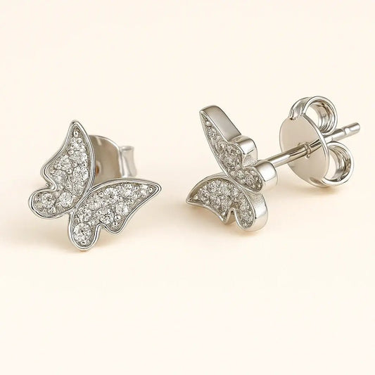 Elegant Butterfly Stud Earrings in 925 Silver - Alymwndw