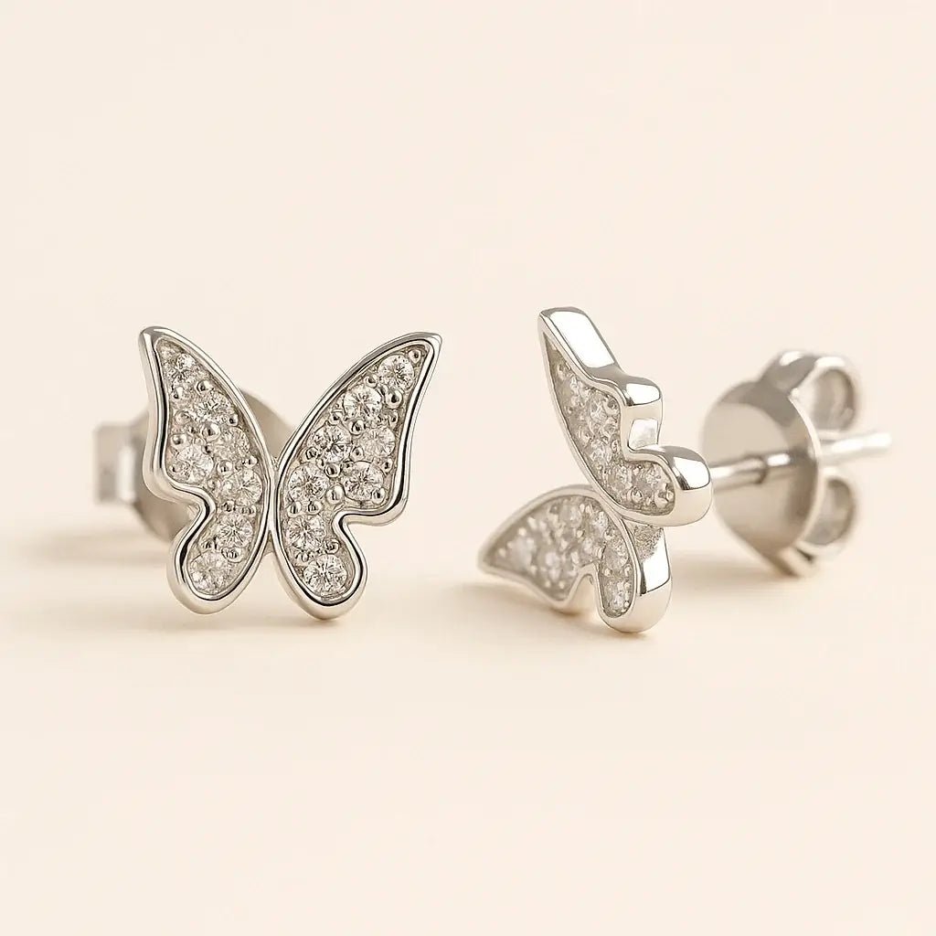 Elegant Butterfly Stud Earrings in 925 Silver - Alymwndw