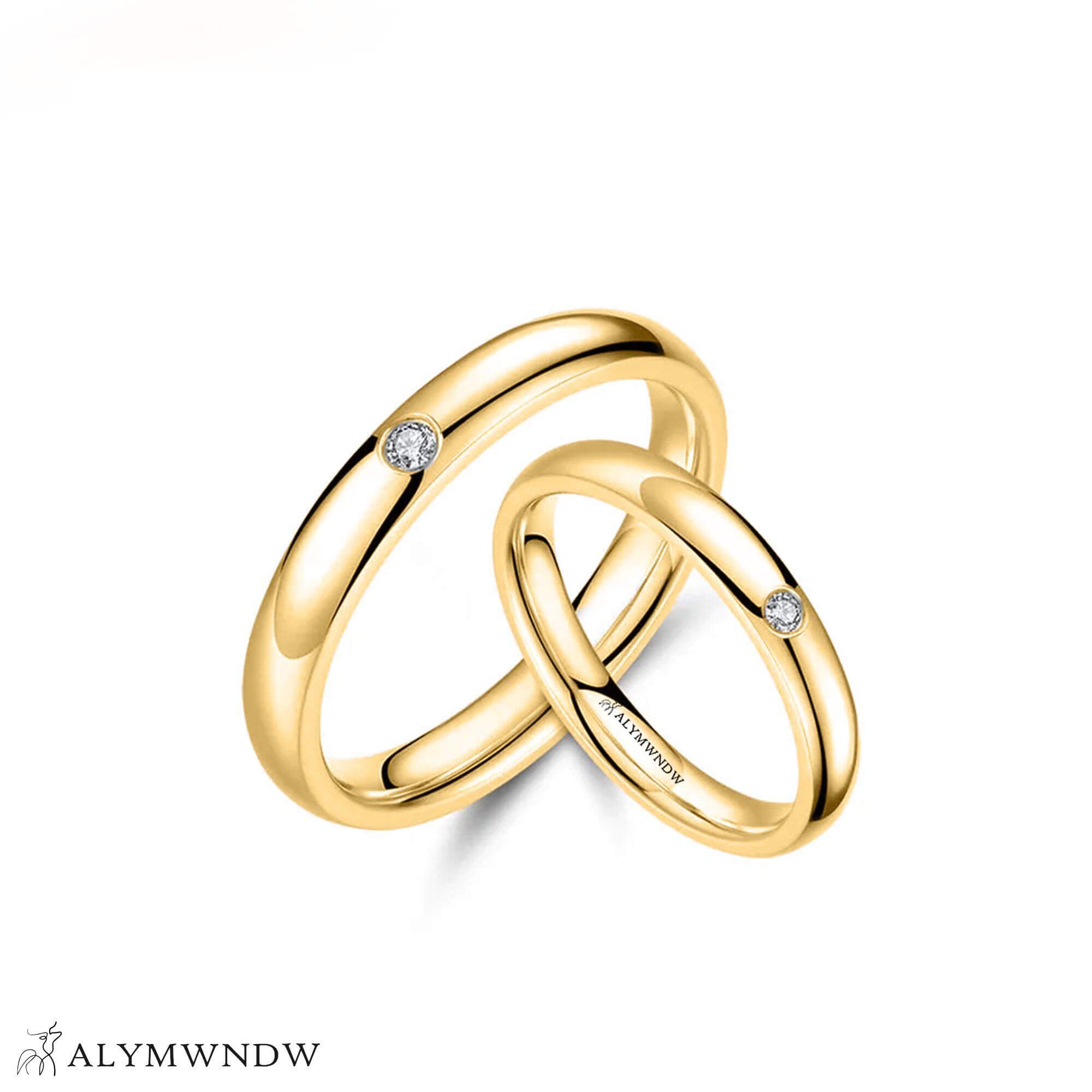 Elegant Couple Rings – Gold, Silver & Rose Gold Wedding Bands - Alymwndw