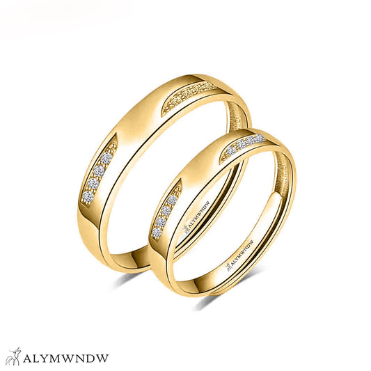 Elegant Couple Rings with Stones – Gold, Silver & Rose Gold Wedding Bands - Alymwndw