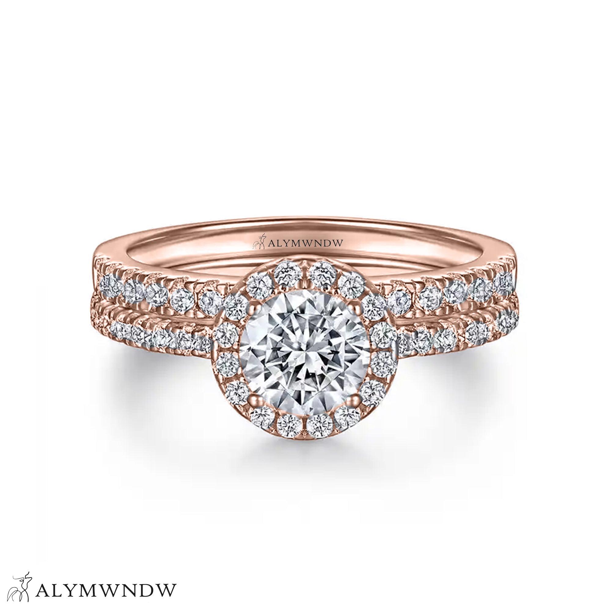 Elegant Solitaire Engagement Ring Set – Gold, Platinum & Silver - Alymwndw
