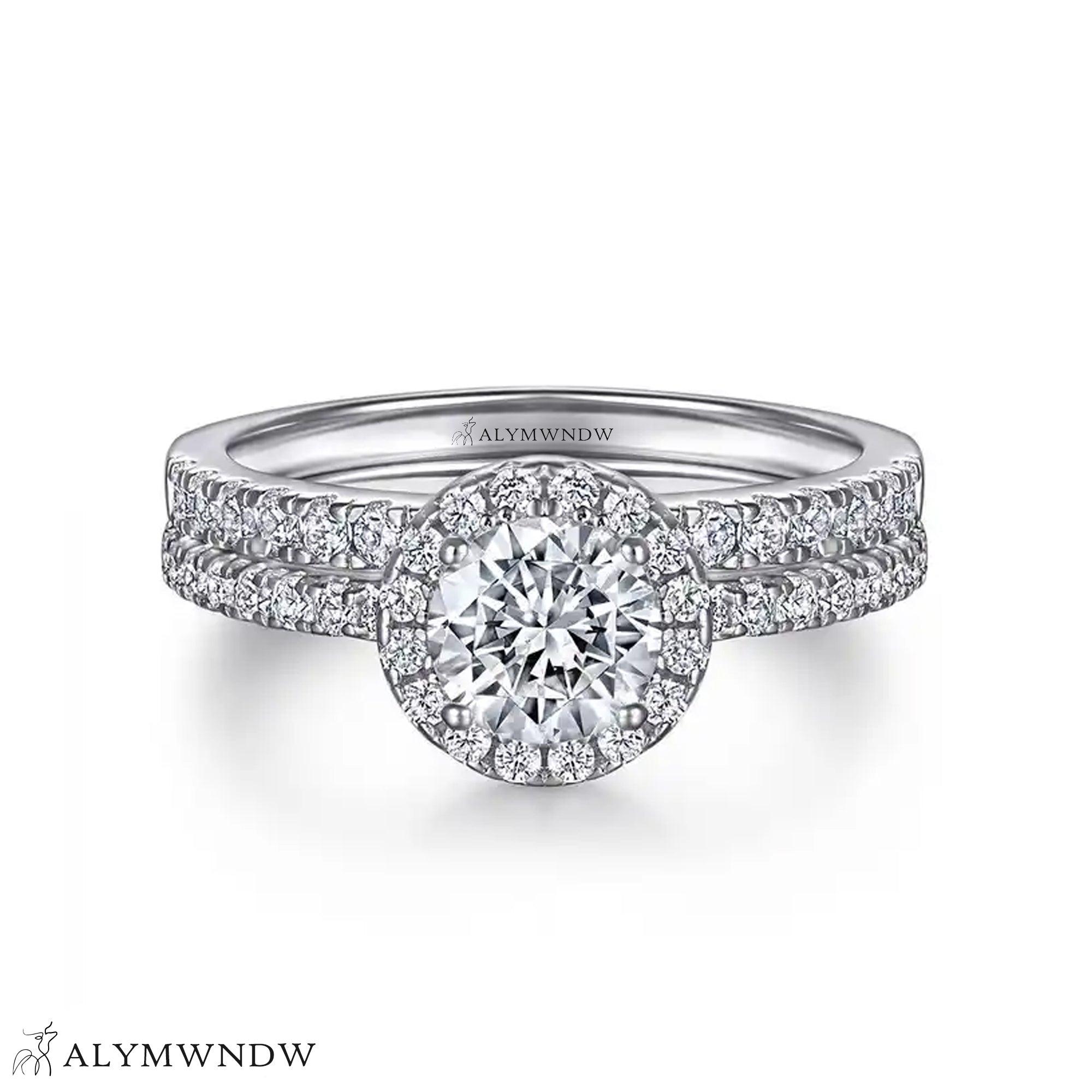 Elegant Solitaire Engagement Ring Set – Gold, Platinum & Silver - Alymwndw