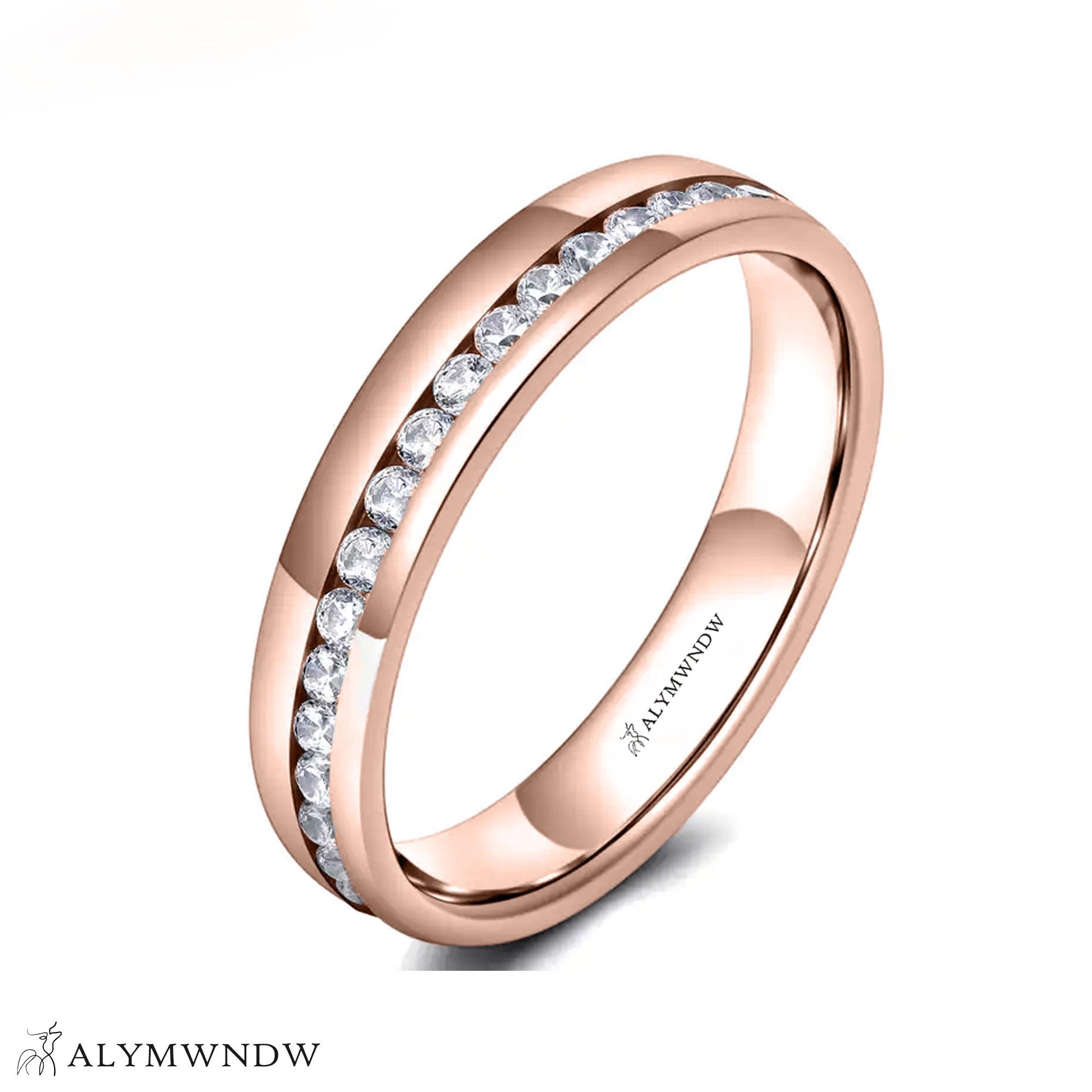 Elegant Stone Band Ring – Gold, Silver & Rose Gold - Alymwndw