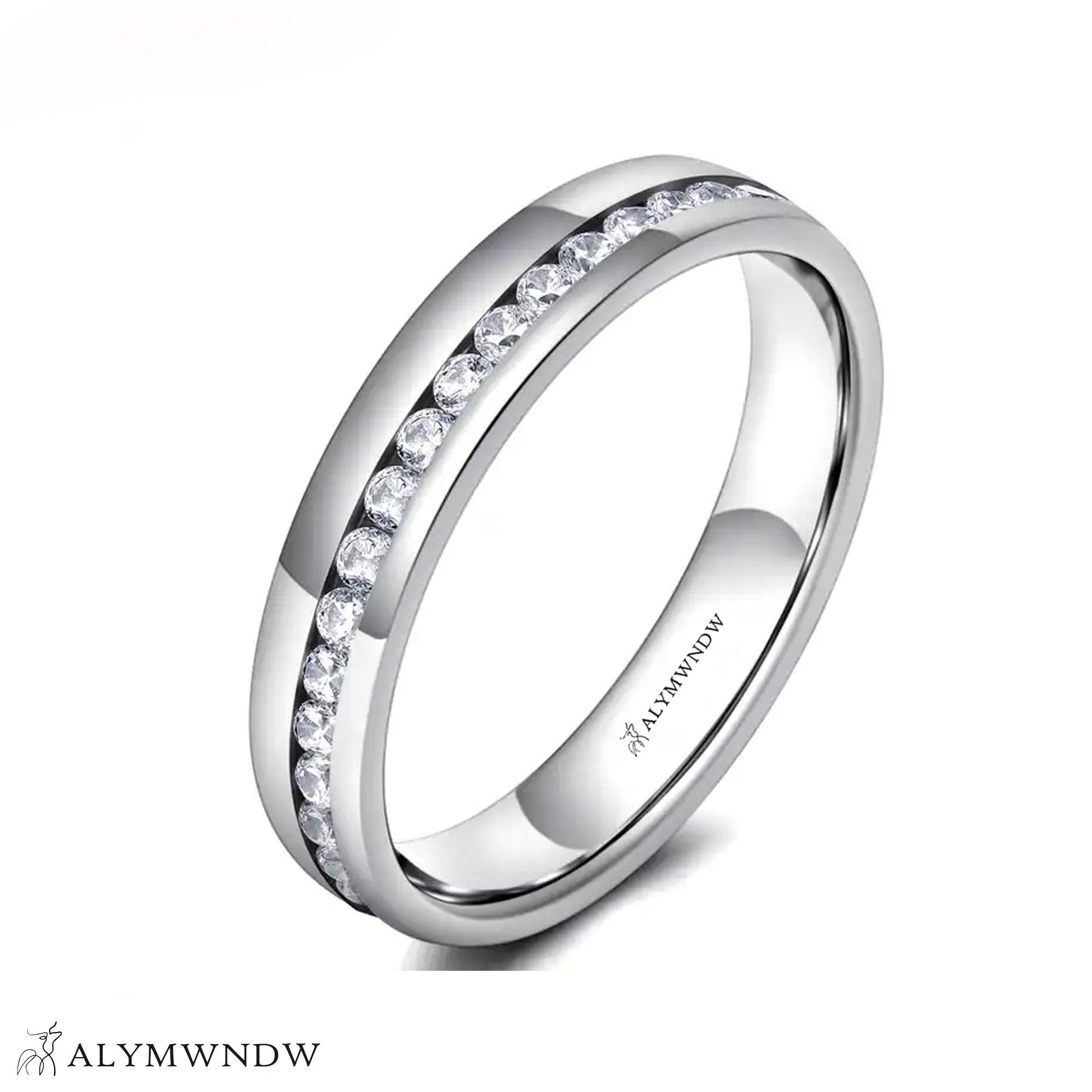 Elegant Stone Band Ring – Gold, Silver & Rose Gold - Alymwndw