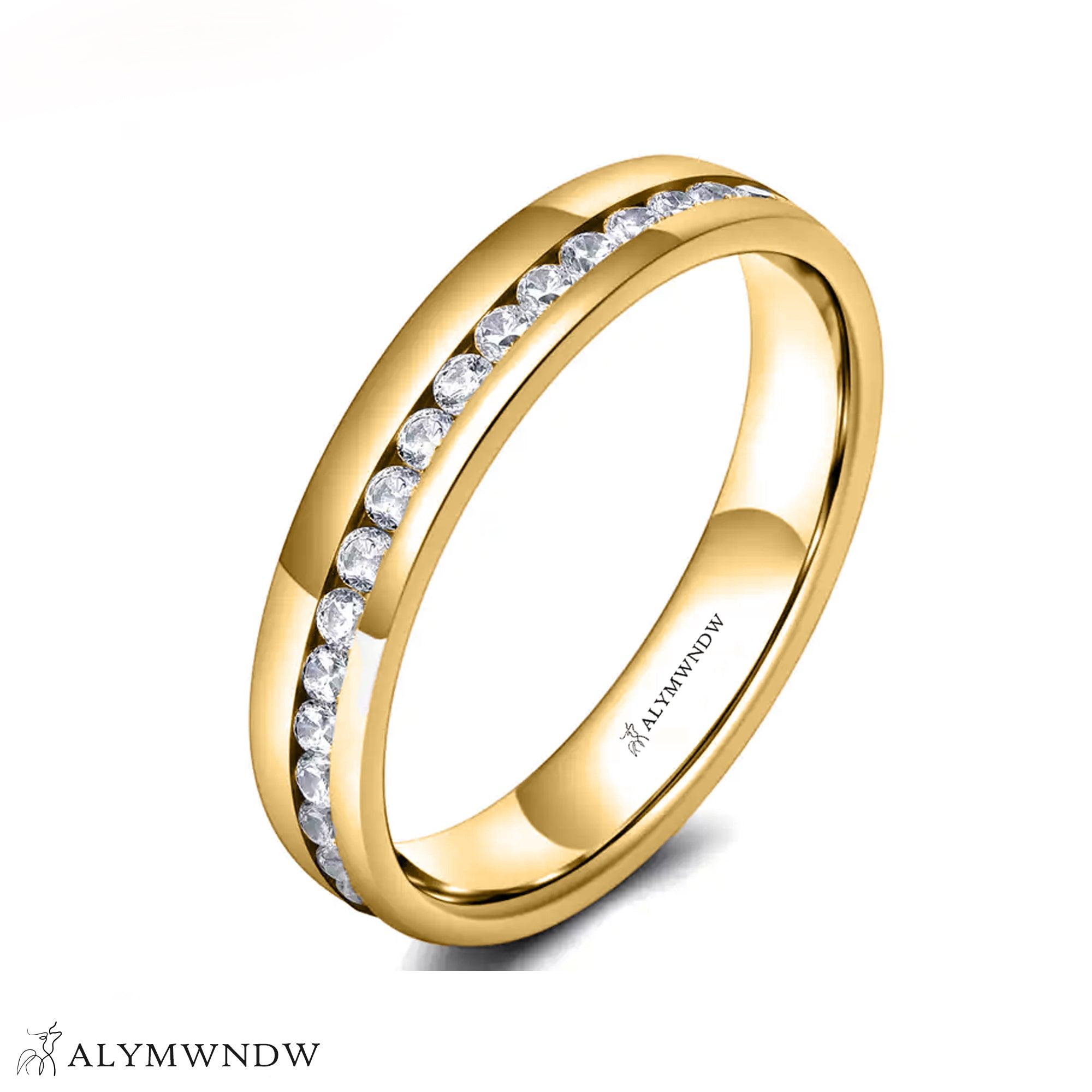 Elegant Stone Band Ring – Gold, Silver & Rose Gold - Alymwndw