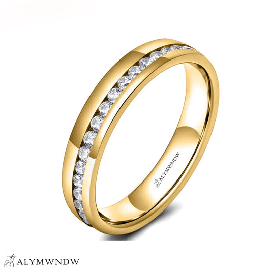 Elegant Stone Band Ring – Gold, Silver & Rose Gold - Alymwndw