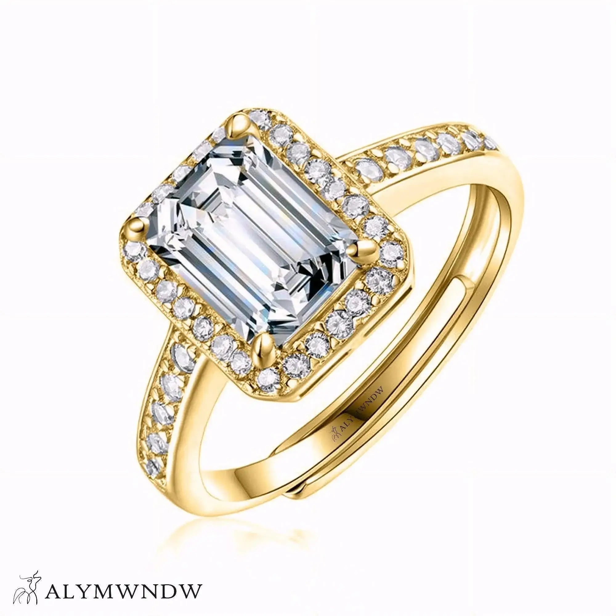 Emerald Cut Lab Grown Diamond Ring with Side Stones | Alymwndw Jewellery - Alymwndw