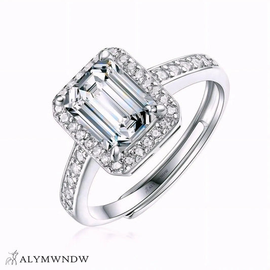 Emerald Cut Lab Grown Diamond Ring with Side Stones | Alymwndw Jewellery - Alymwndw
