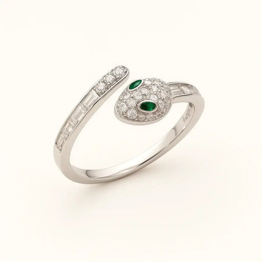 Emerald Serpent 925 Sterling Silver Ring - Alymwndw