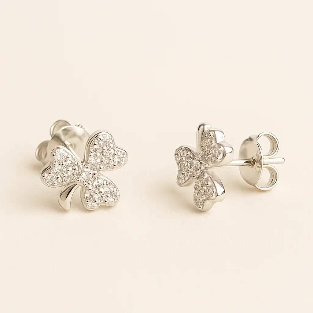 Enchanted Clover Bloom Stud Earrings – 925 Silver - Alymwndw