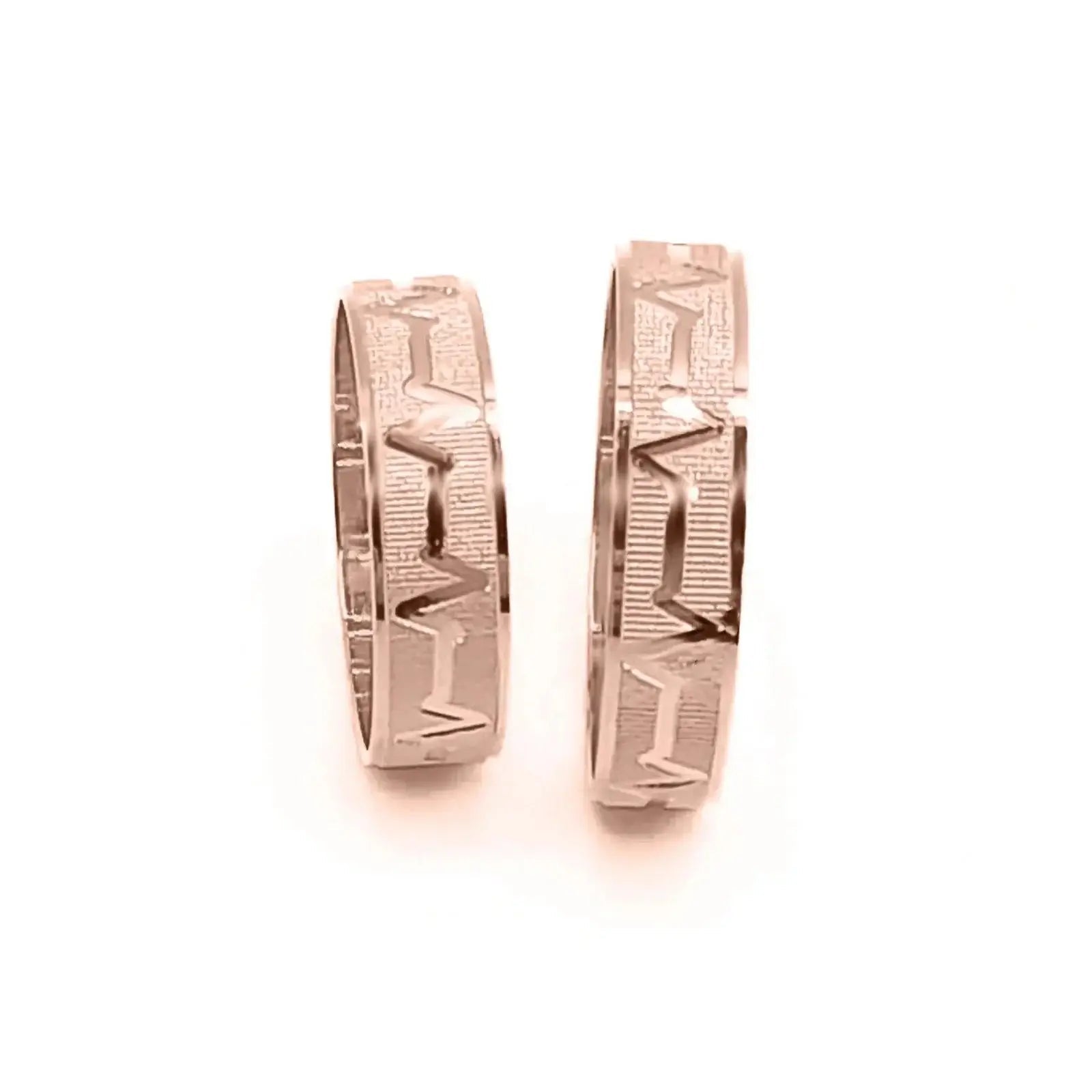 Engraved Geometric Wedding Band Rings – Gold, Platinum & Rose Gold (WB120R - Alymwndw