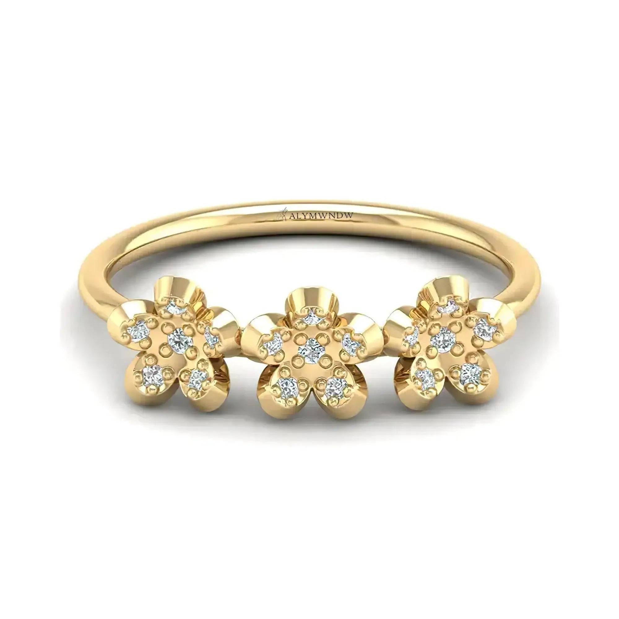 Floral Diamond Ring - Alymwndw