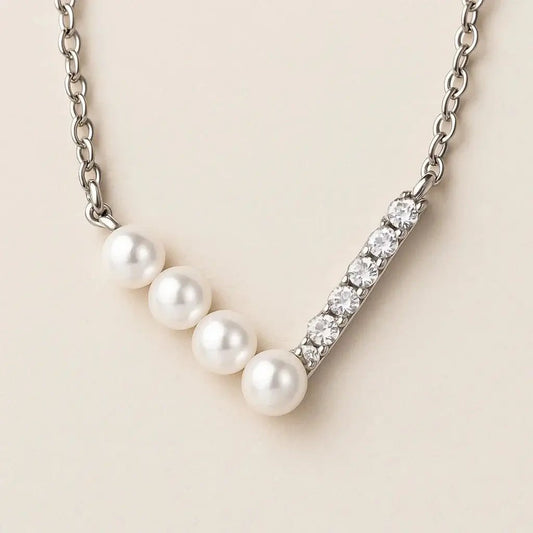 Floral Freshwater Pearl Necklace – 925 Silver Elegance - Alymwndw