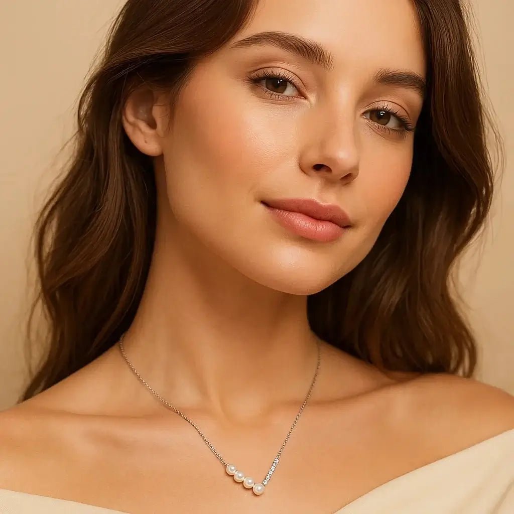 Floral Freshwater Pearl Necklace – 925 Silver Elegance - Alymwndw