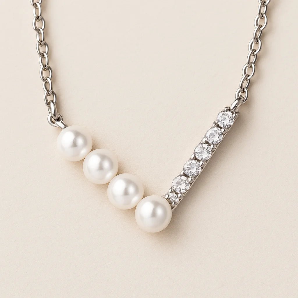Floral Freshwater Pearl Necklace – 925 Silver Elegance - Alymwndw