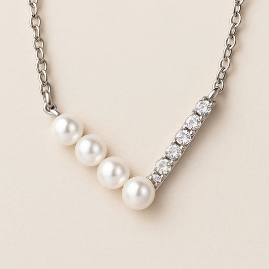Floral Freshwater Pearl Necklace – 925 Silver Elegance - Alymwndw