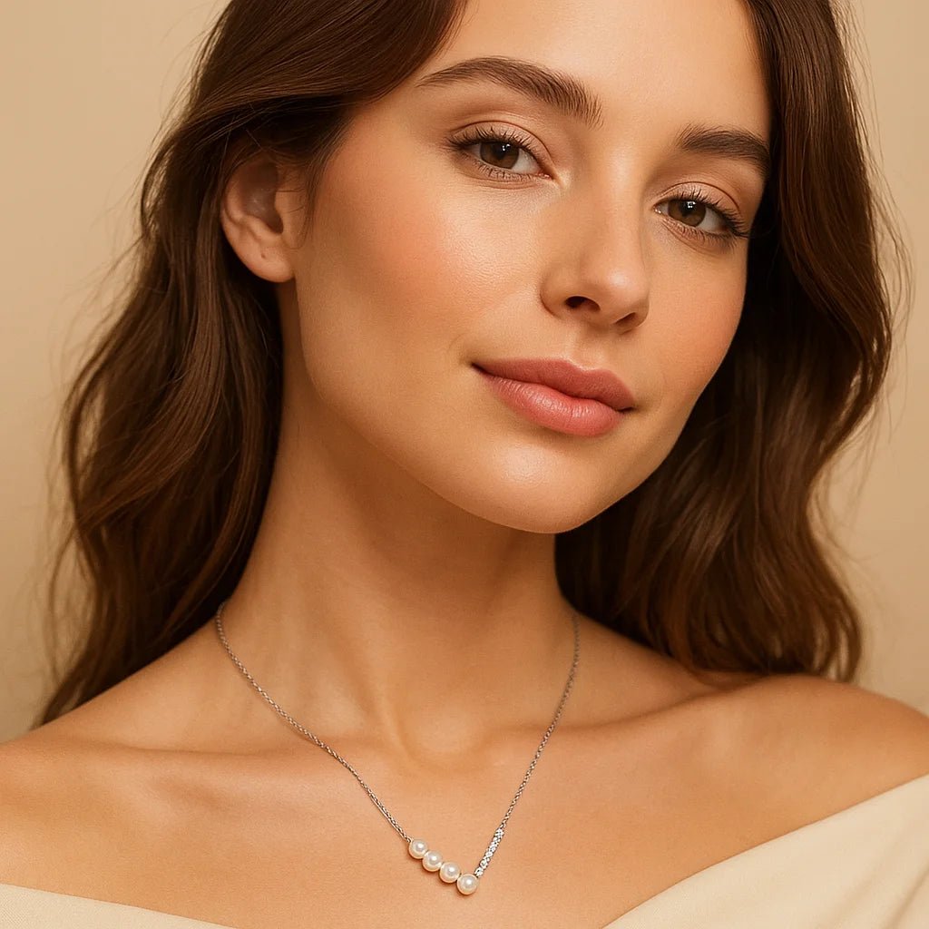 Floral Freshwater Pearl Necklace – 925 Silver Elegance - Alymwndw