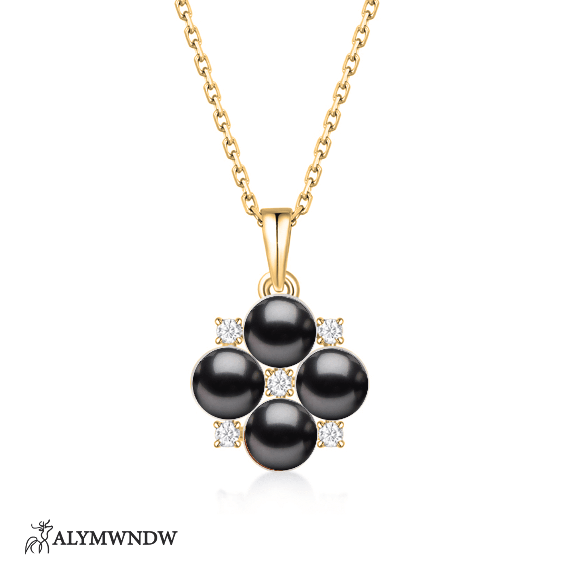 Floral Pearl Necklace – Elegant Flower Pearl Pendant - Alymwndw
