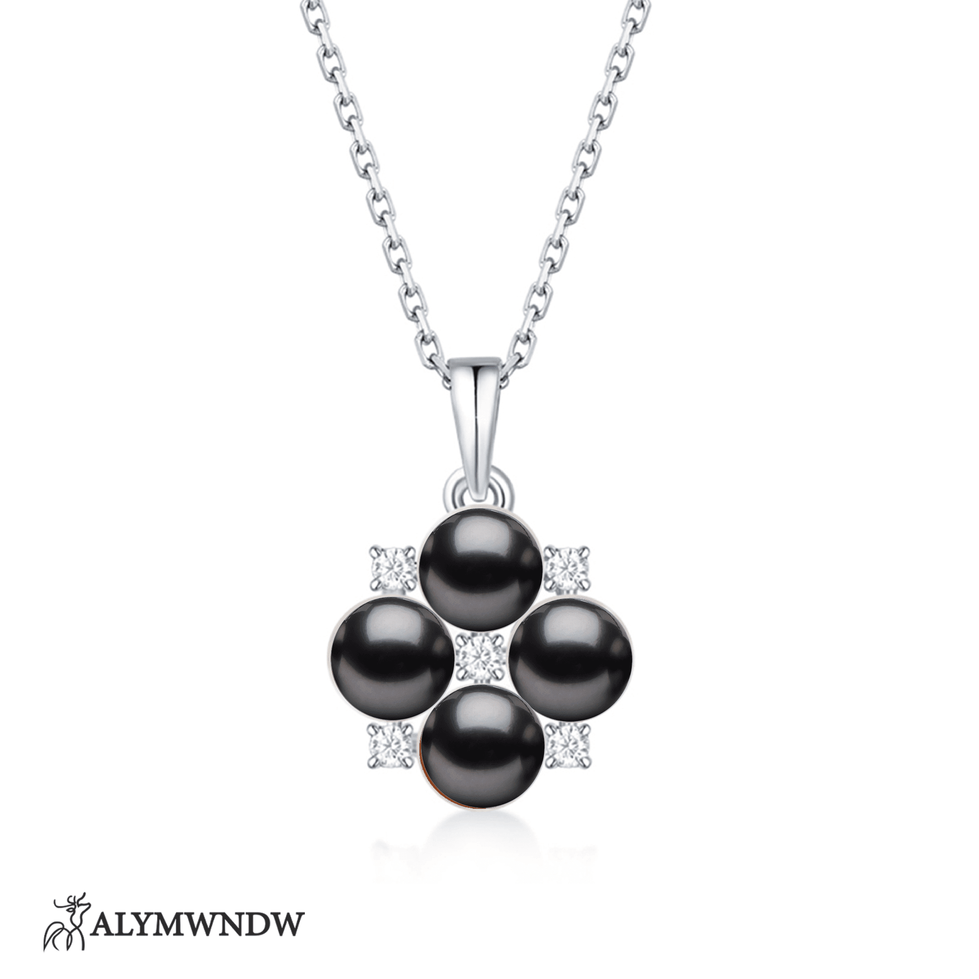 Floral Pearl Necklace – Elegant Flower Pearl Pendant - Alymwndw